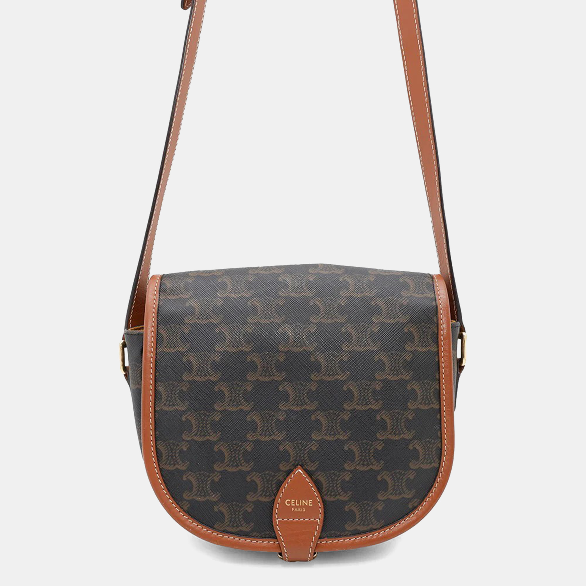 

Celine Triomphe Falco Medium Tan PVC and Leather Shoulder Bag, Brown