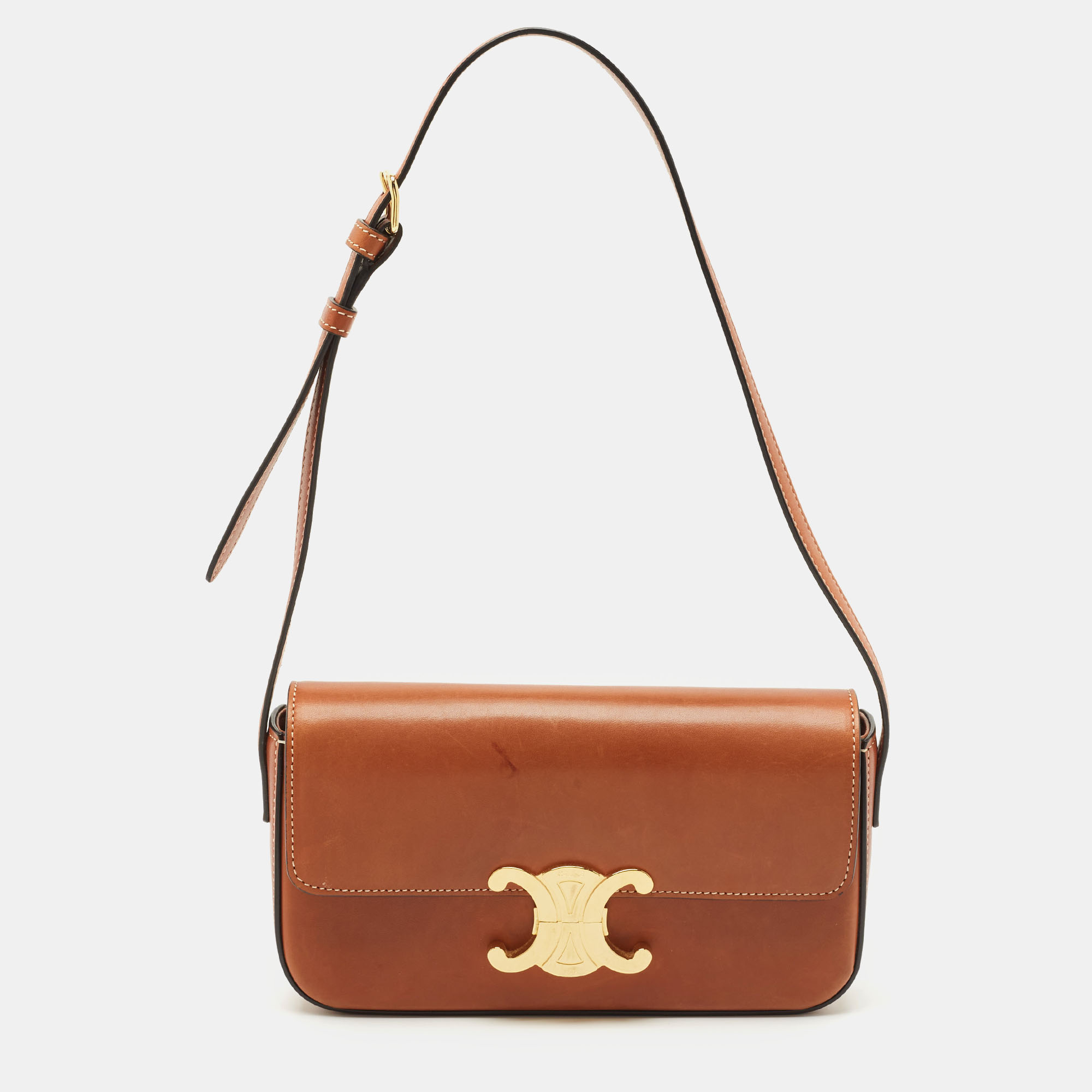 

Celine Brown Leather Triomphe Claude Shoulder Bag