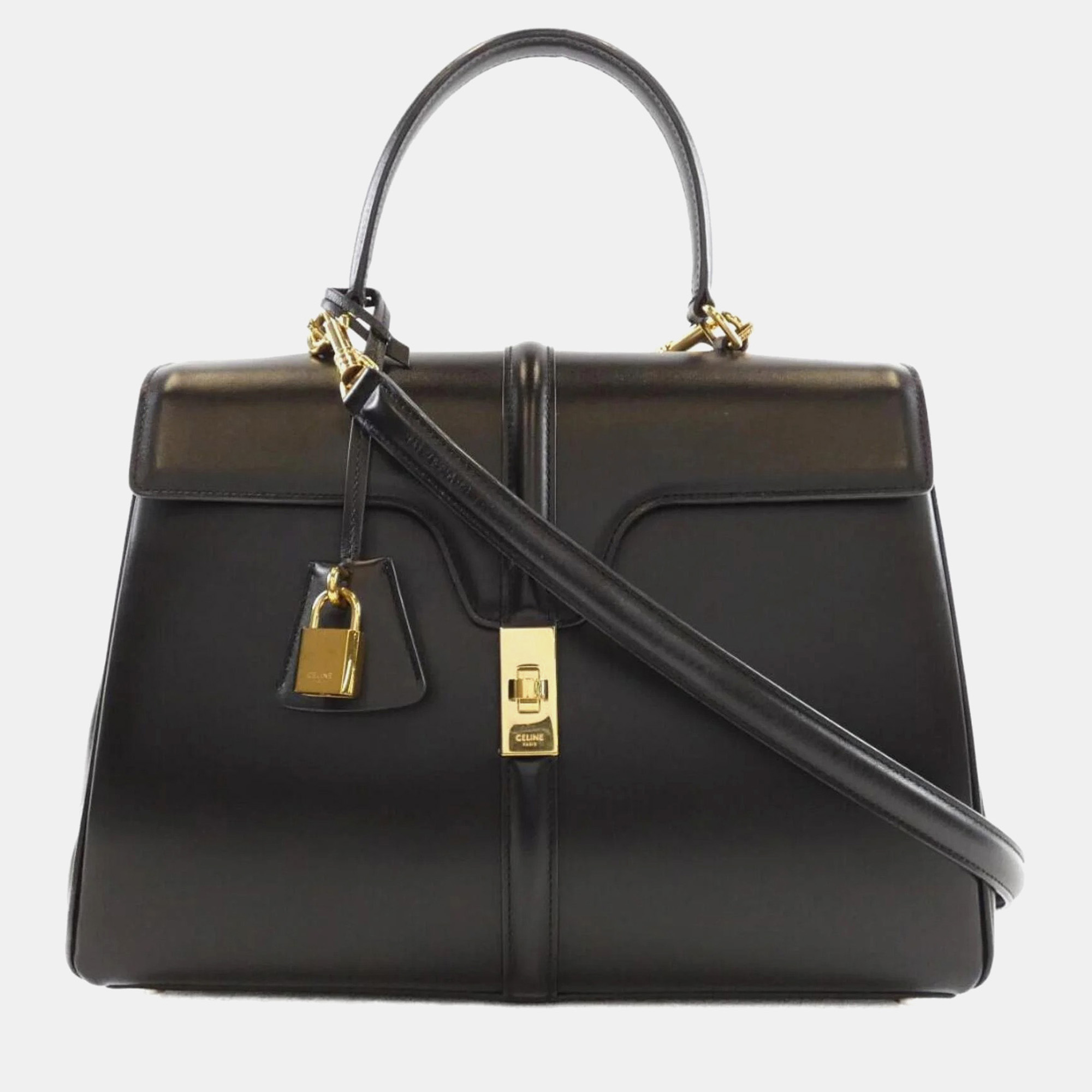 

Celine 16 Medium Black Leather Handbag