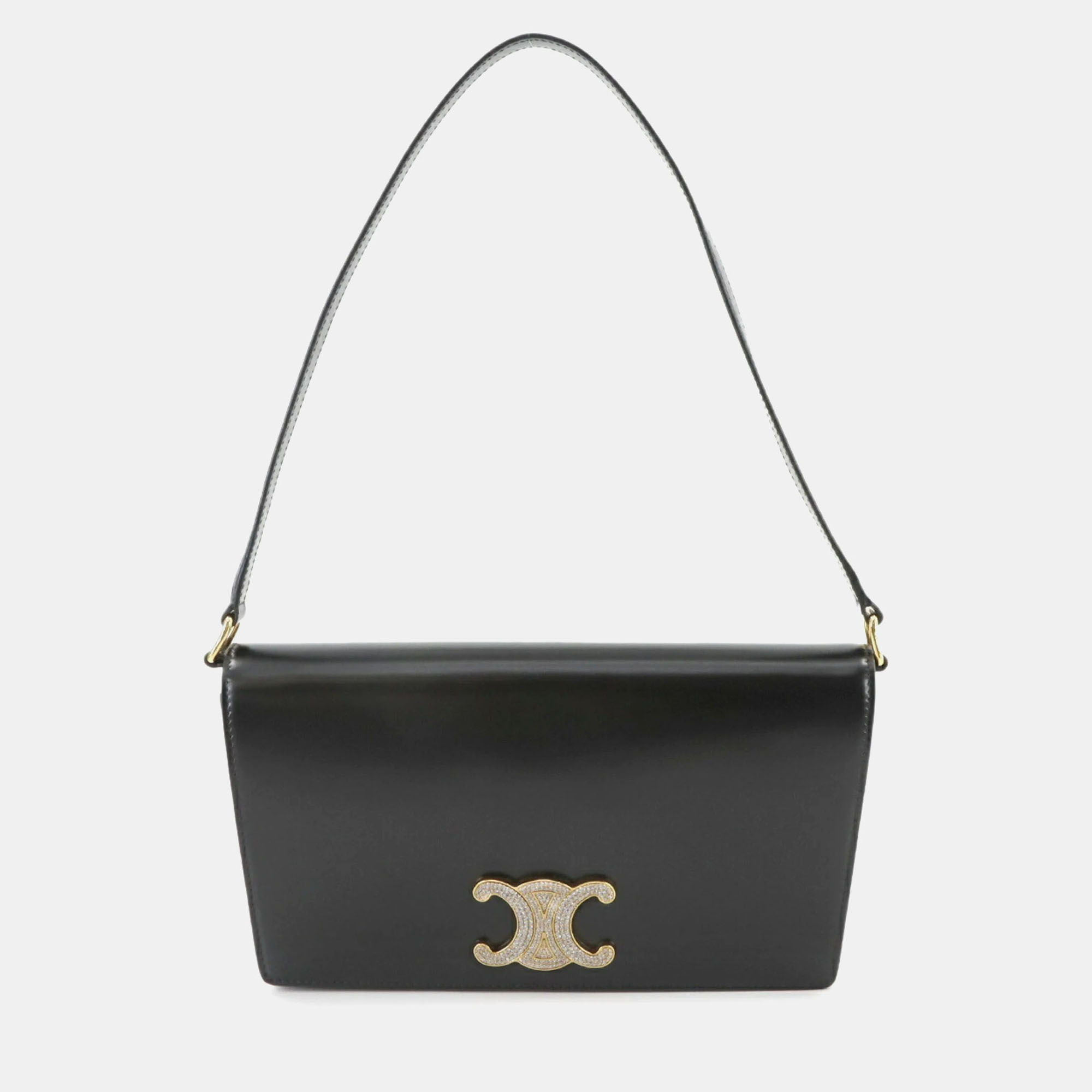 

Celine Trapeze Triomphe Black Leather Shoulder Bag