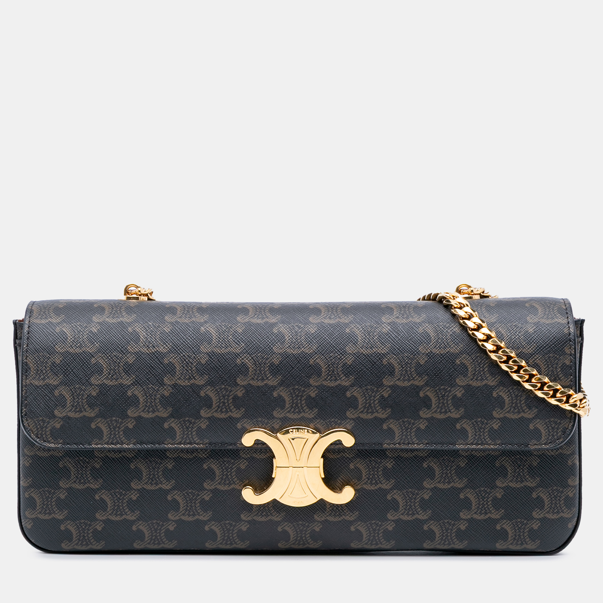 

Celine Brown Triomphe Coated Canvas Chain Shoulder Bag