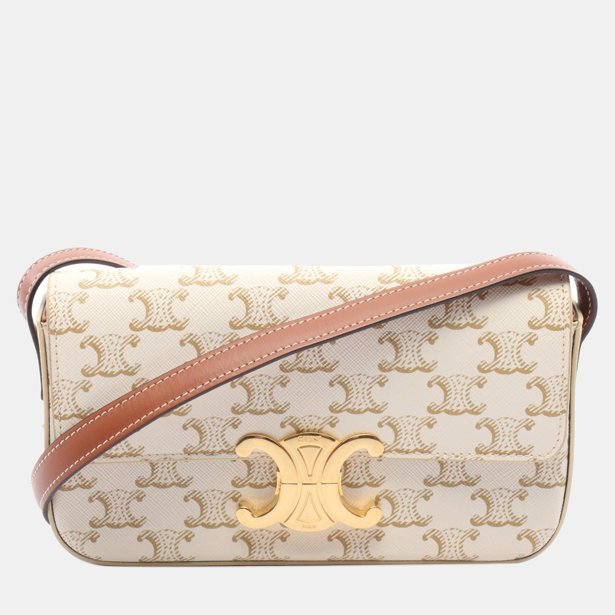 

Celine White Triomphe Coated Canvas Claude Shoulder Bag