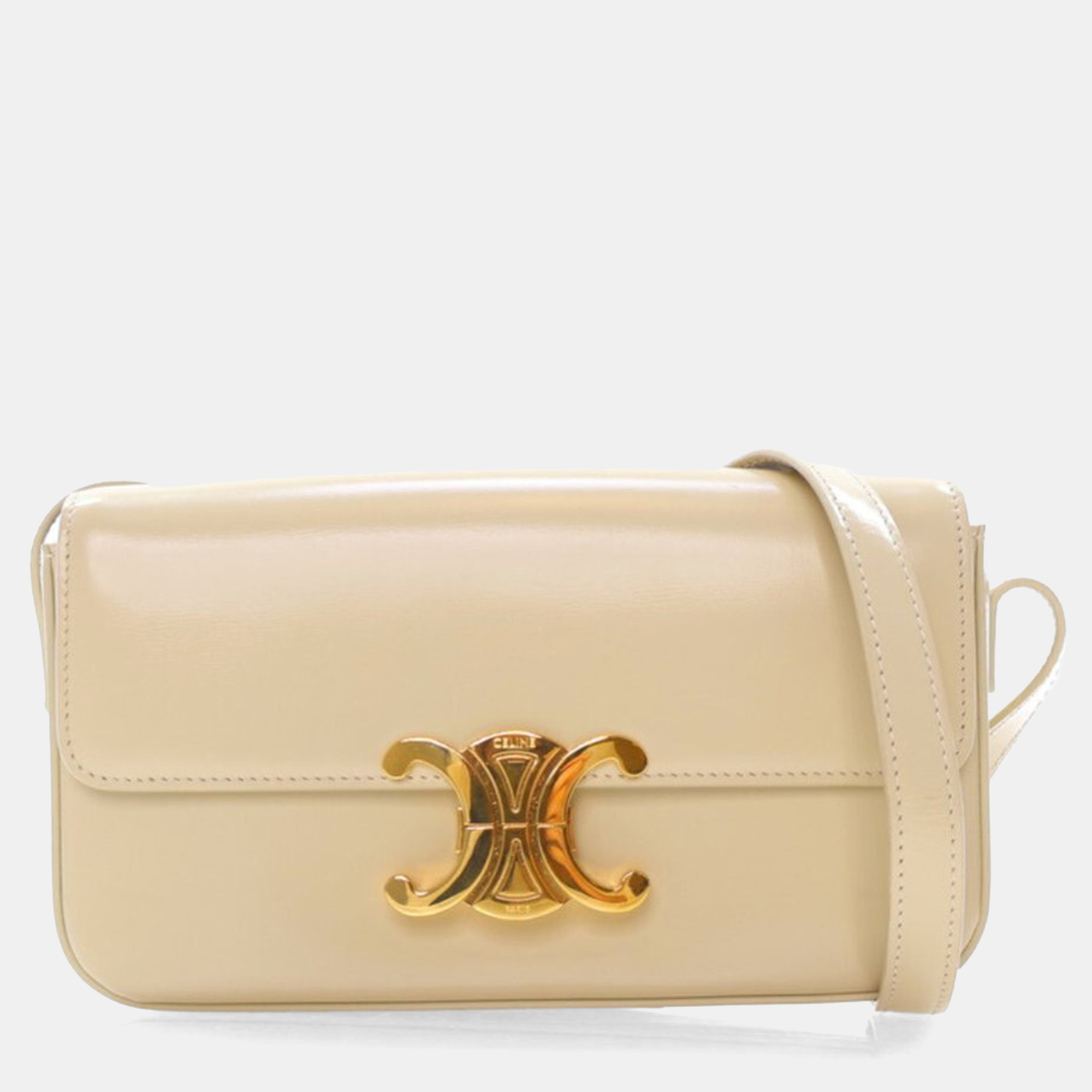 

Celine Claude Beige Shiny Calfskin Shoulder Bag