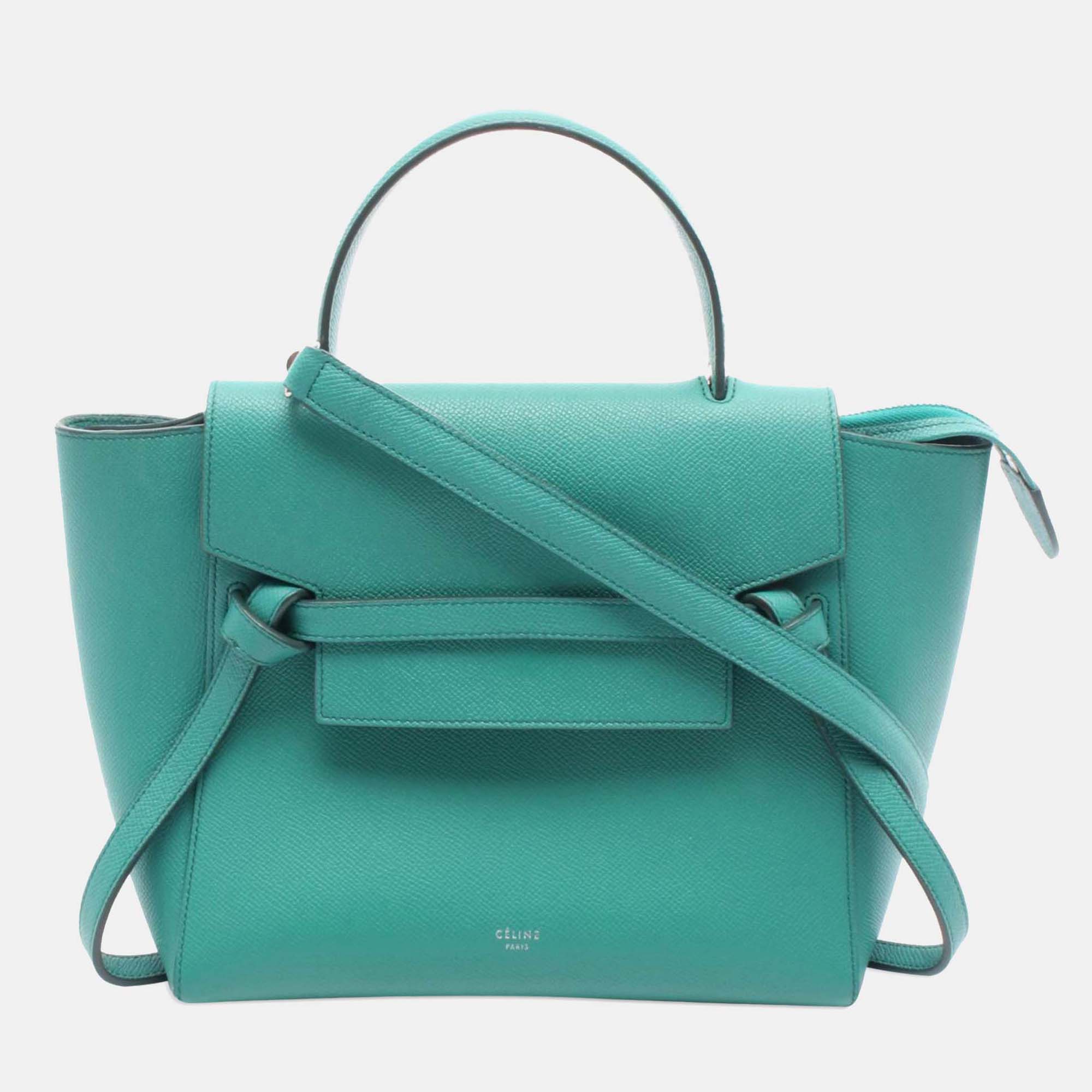 Pre-owned Celine Green Micro Grained Calfskin Belt Bag
