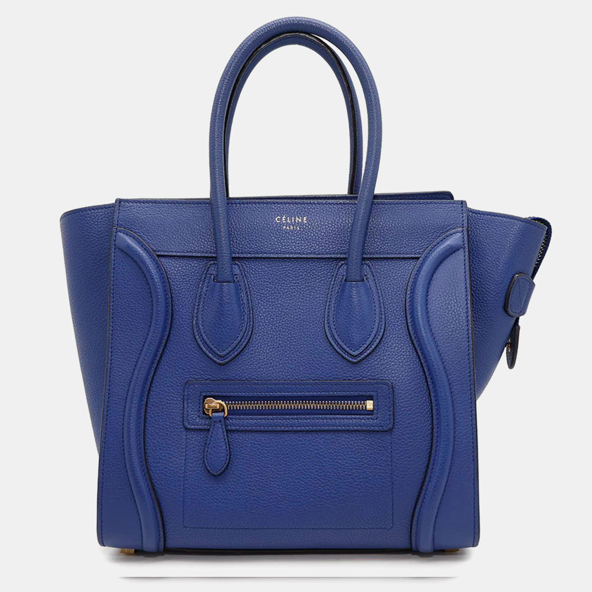 

Celine Luggage Micro Blue Leather Tote Bag