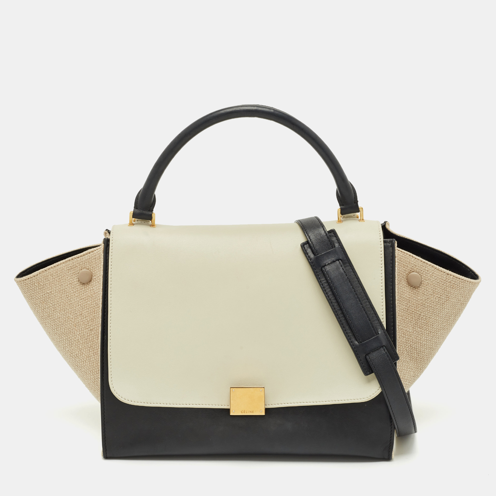 

Celine Tri Color Leather and Canvas  Trapeze Bag, Multicolor
