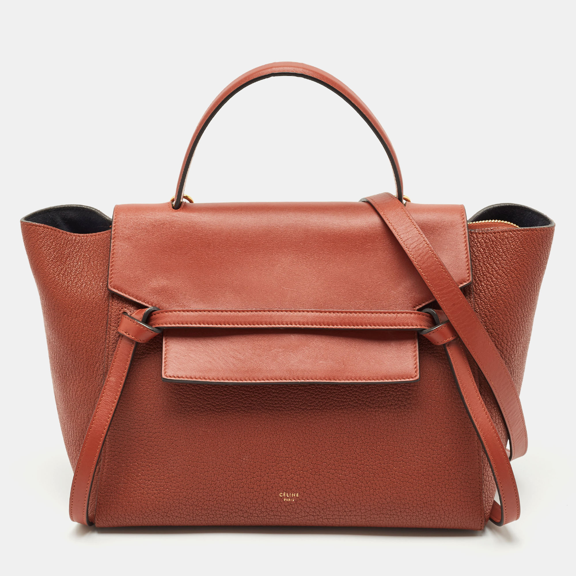 Pre-owned Celine Brown Leather Mini Belt Top Handle Bag