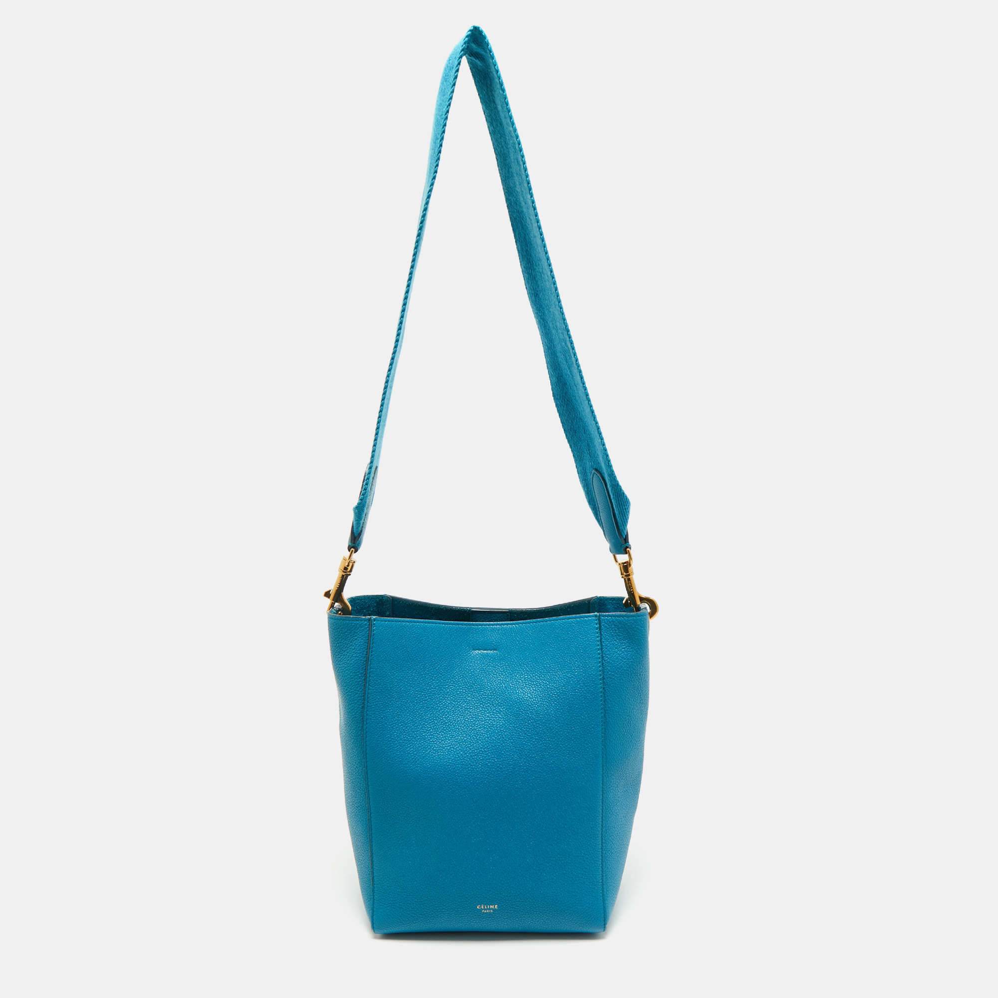 

Celine Blue Leather Small Seau Sangle Bucket Bag