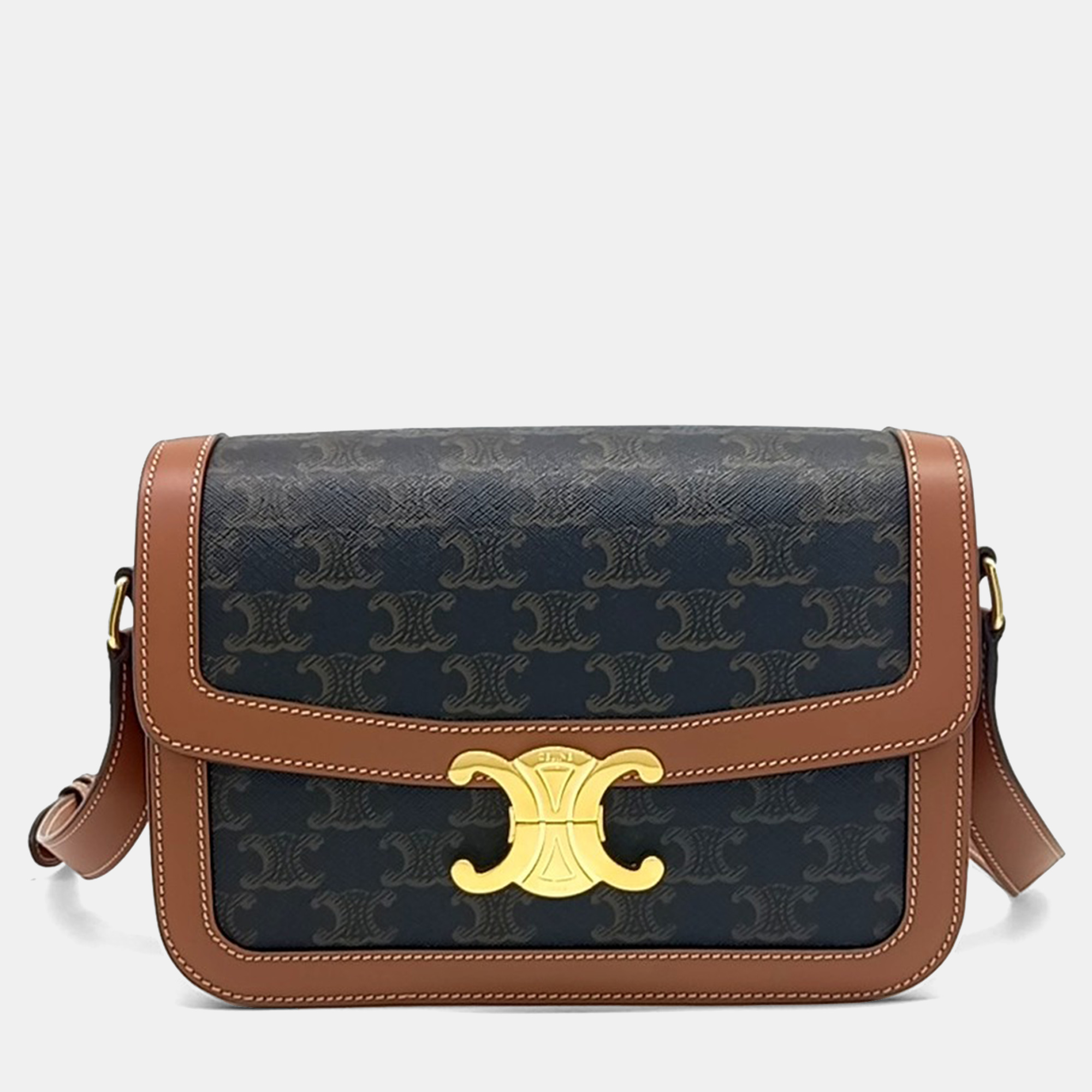 

Celine Black/Brown Canvas Triomphe Medium Bag