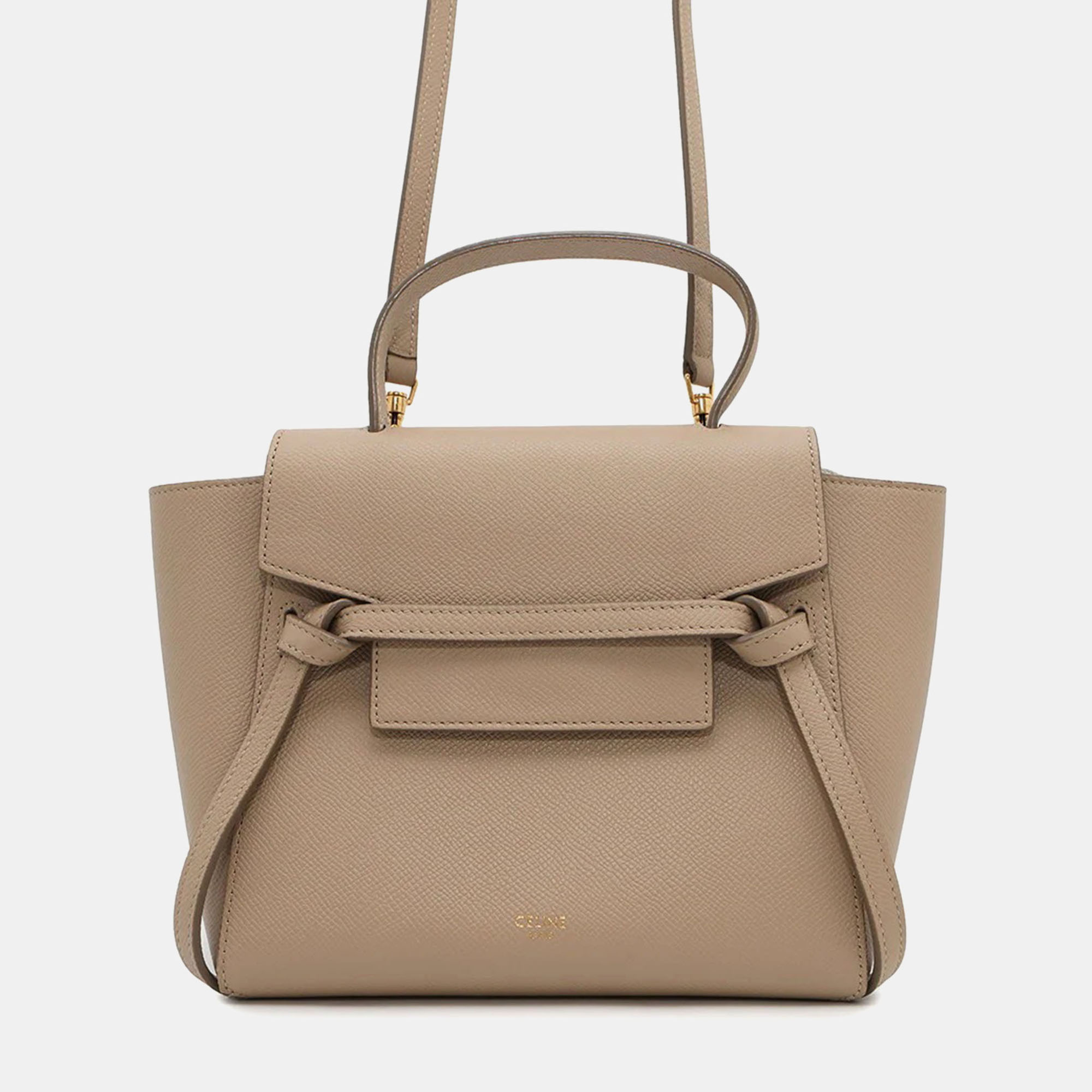 Pre-owned Celine Belt Bag Beige Leather Size Nano