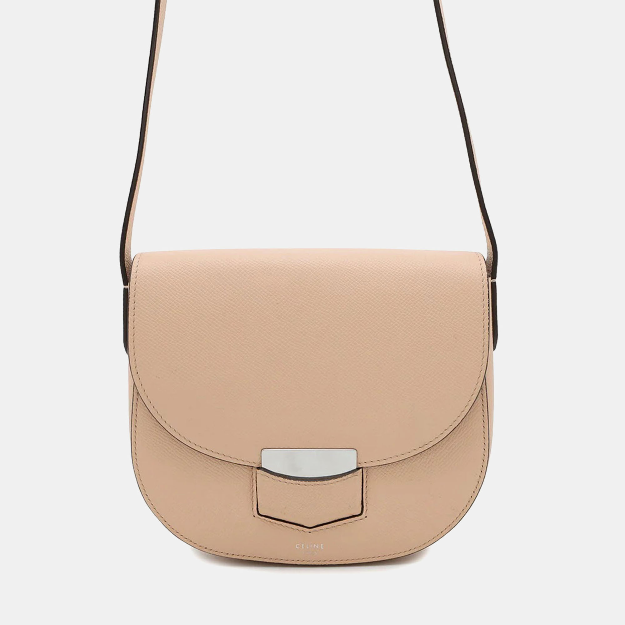 

Celine Trotter Small Jasmin Flower Leather Shoulder Bag, Beige