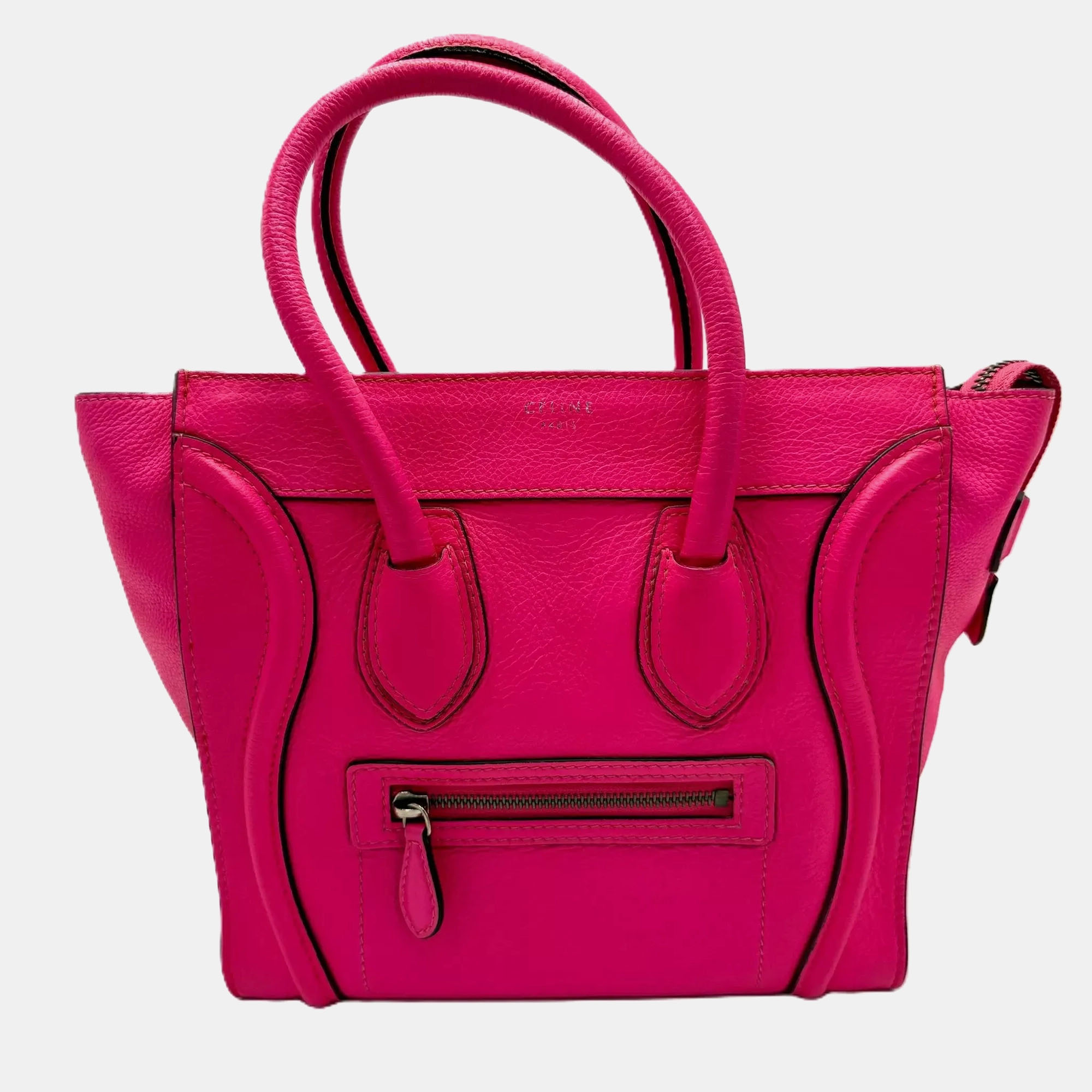 

Celine Fluorescent Pink Micro Luggage Tote Bag