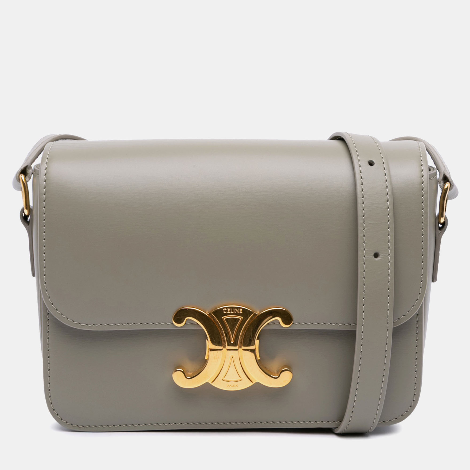 

Celine Grey Teen Shiny Calfskin Triomphe Crossbody