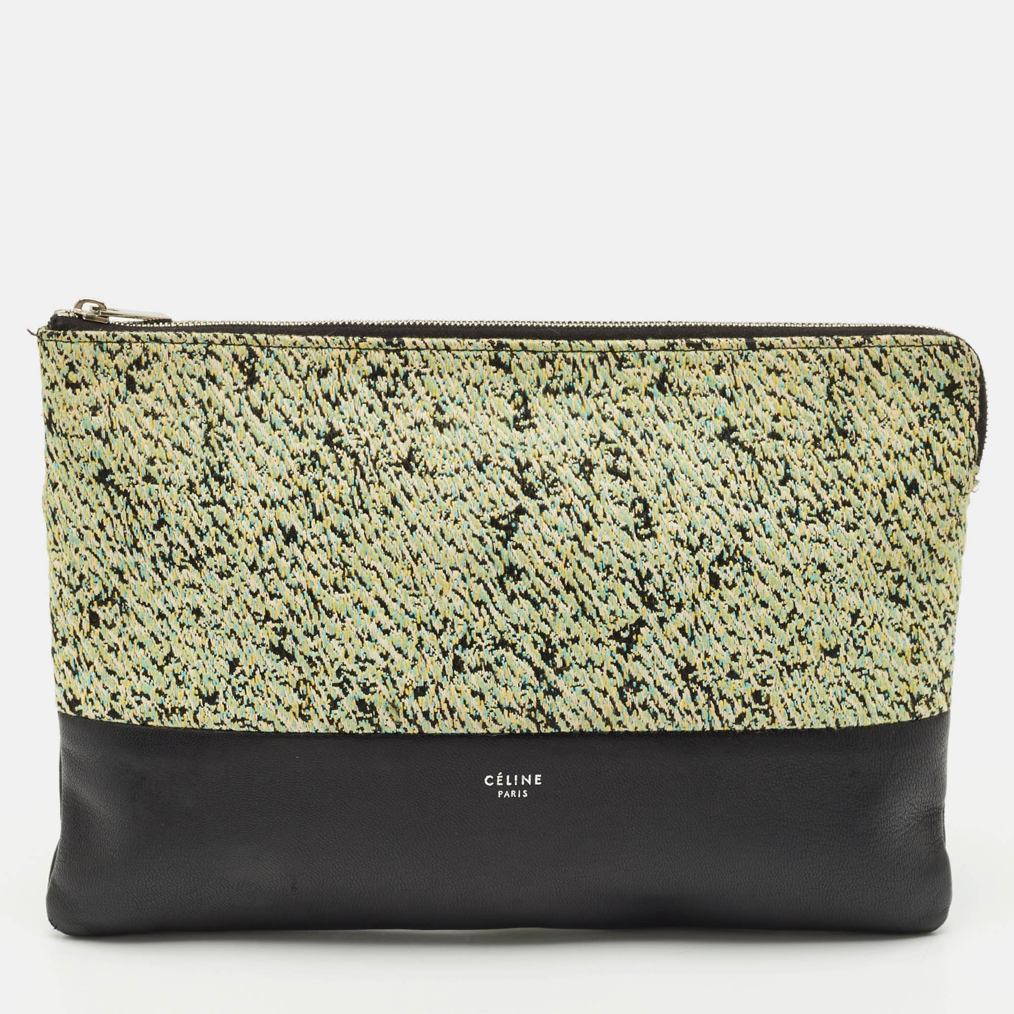 

Celine Green/Black Textured Fabric and Leather Solo Pouch