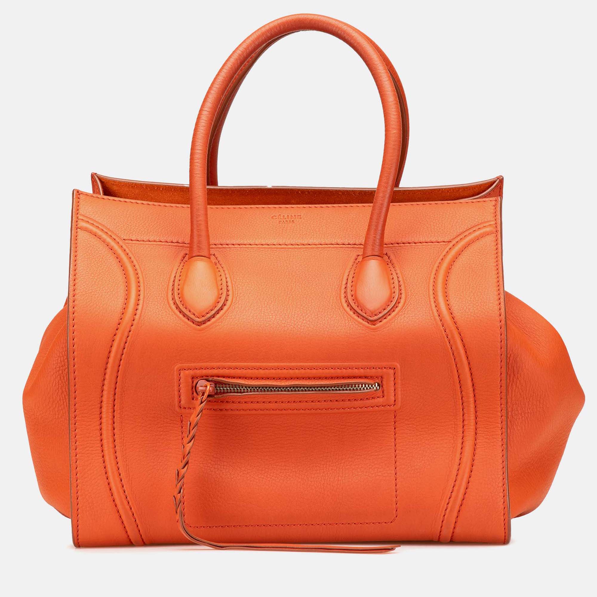 

Celine Orange Medium Leather Phantom Luggage Tote