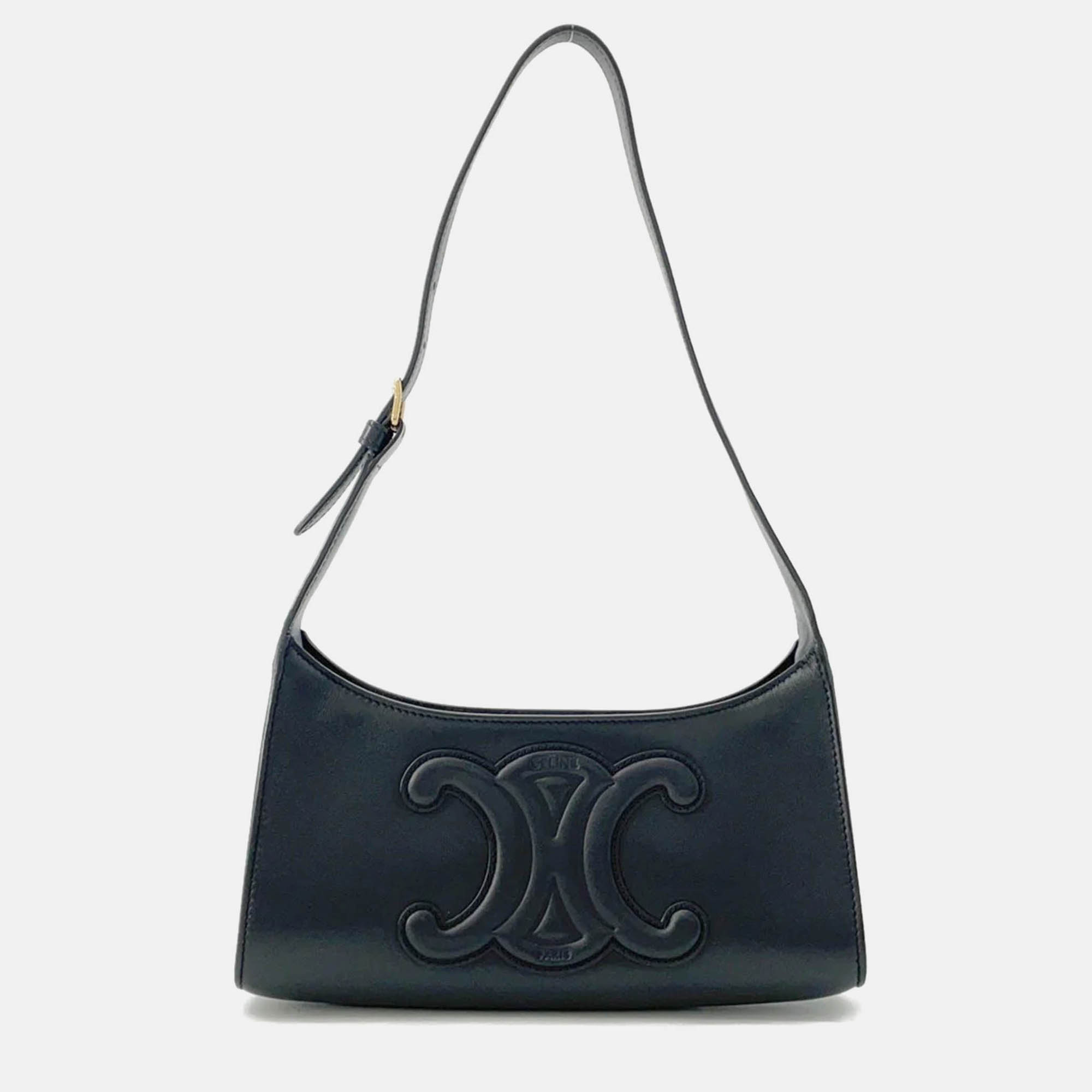 

Celine Cuir Triomphe Black Leather Shoulder Bag