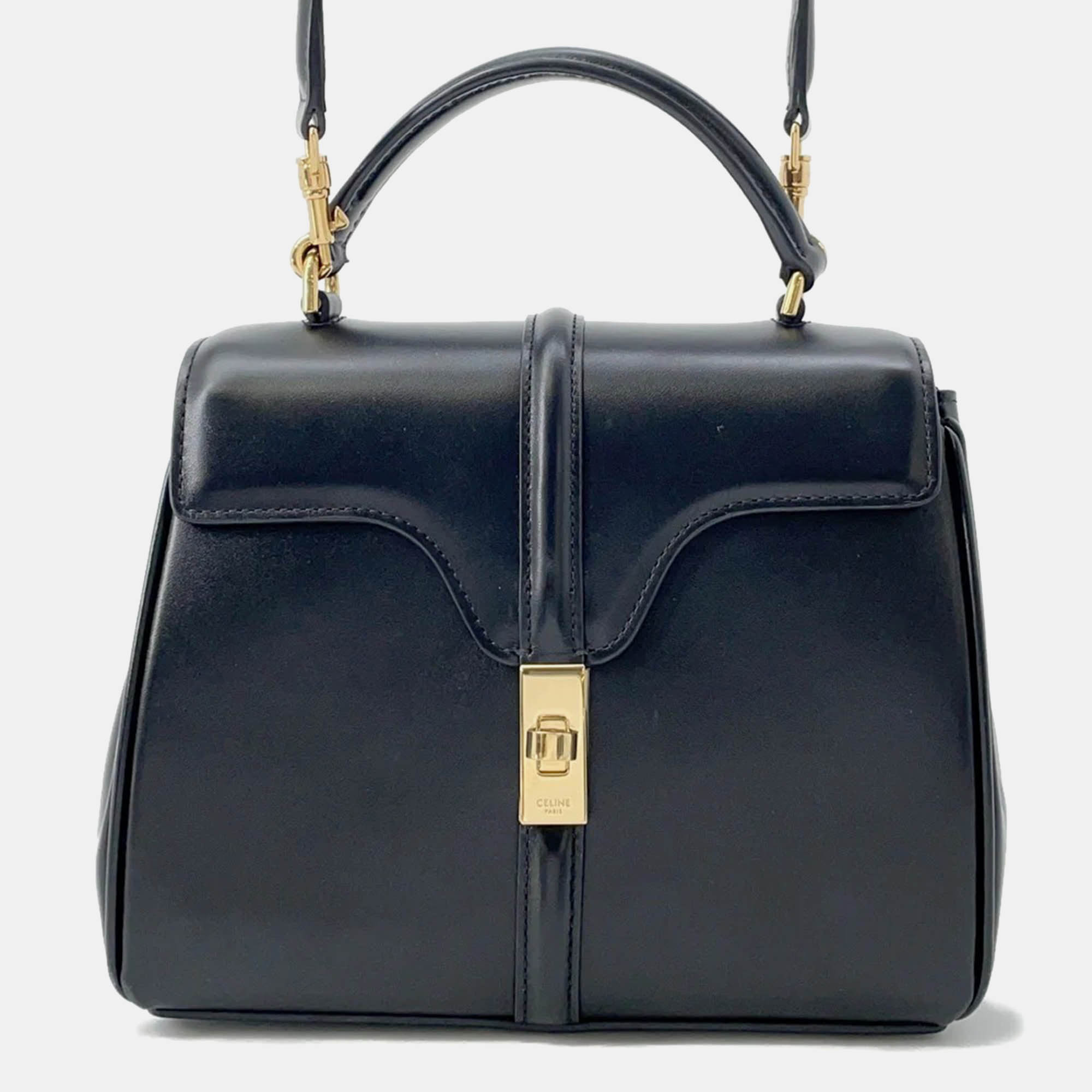 

Celine 16 Saze Black Leather Size Mini