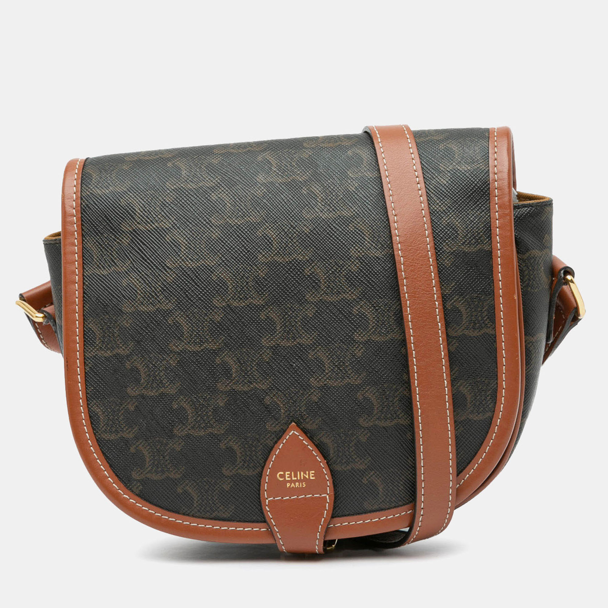 

Celine Brown Medium Triomphe Coated Canvas Folco Crossbody