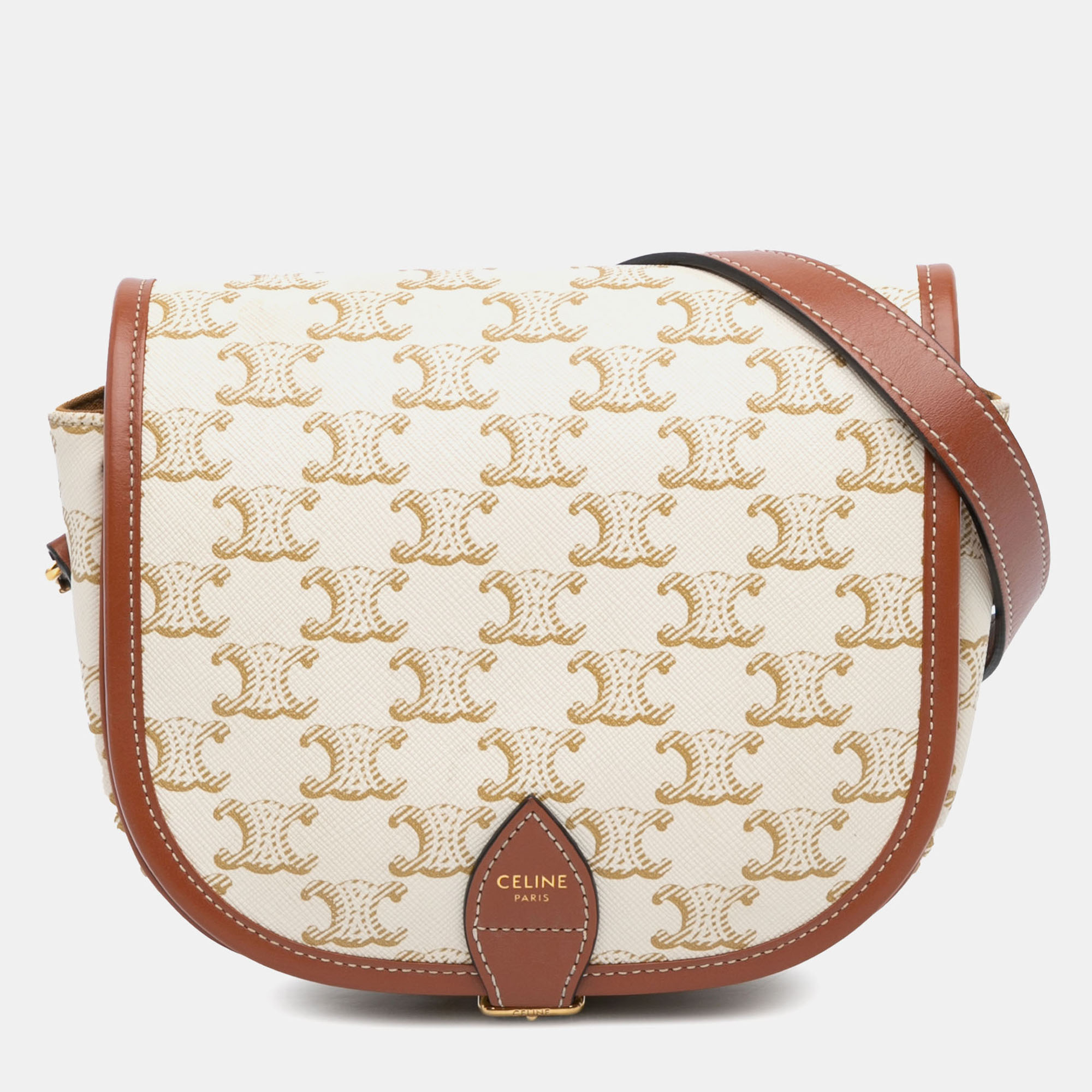 

Celine White Medium Triomphe Coated Canvas Folco Crossbody Bag