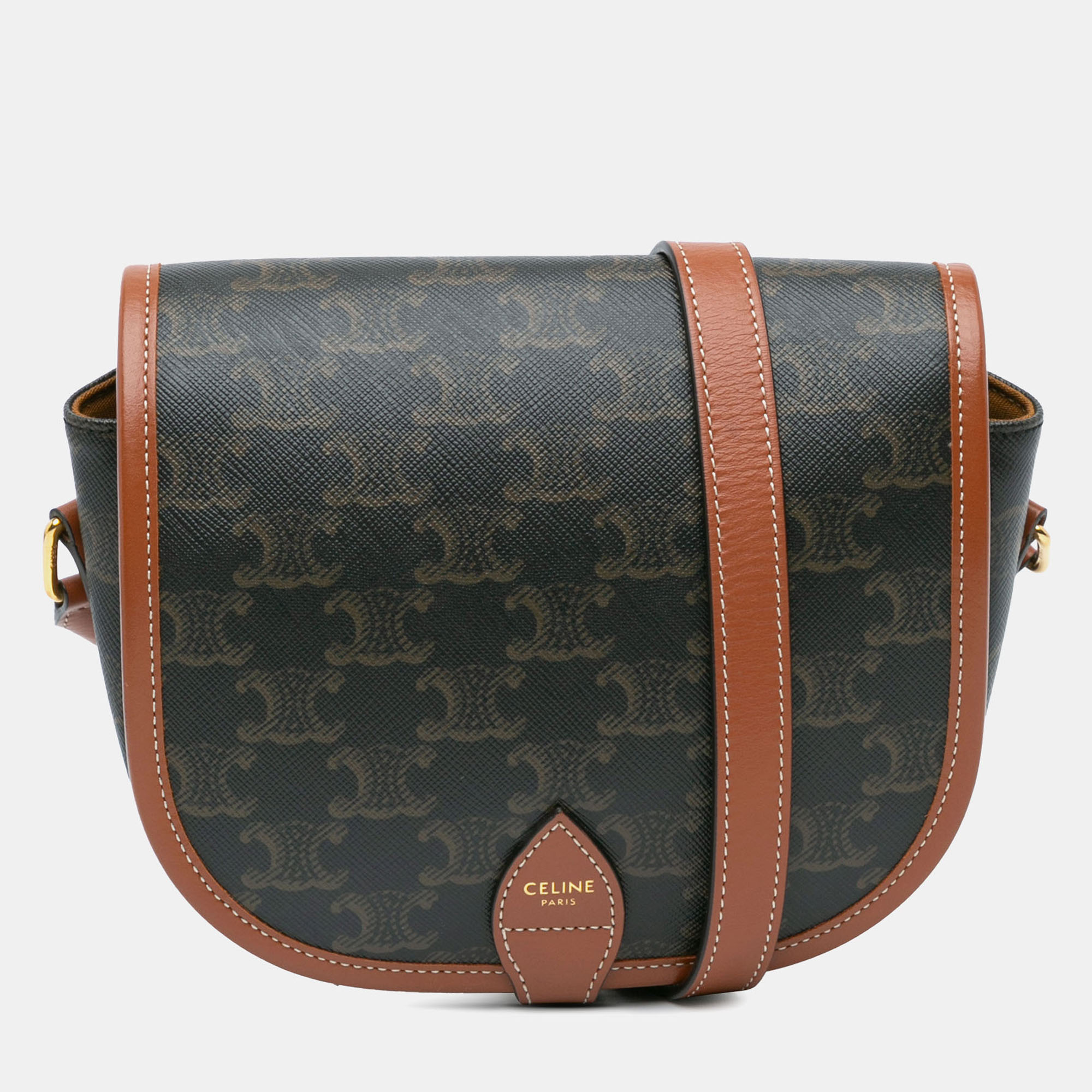 

Celine Brown Medium Triomphe Coated Canvas Folco Crossbody