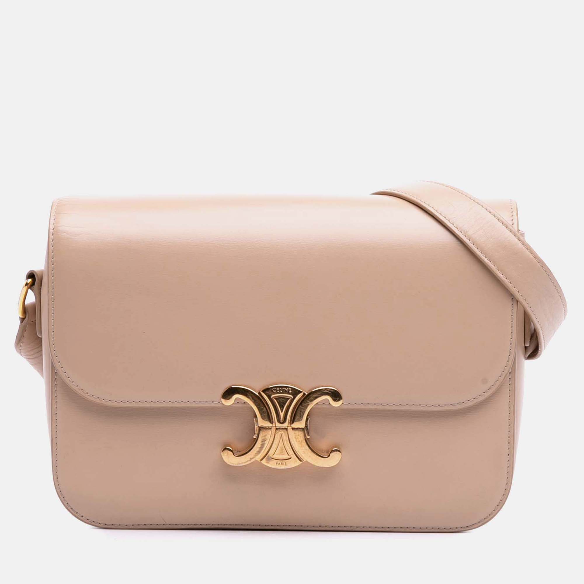 

Celine Beige Classique Shiny Calfskin Triomphe Crossbody