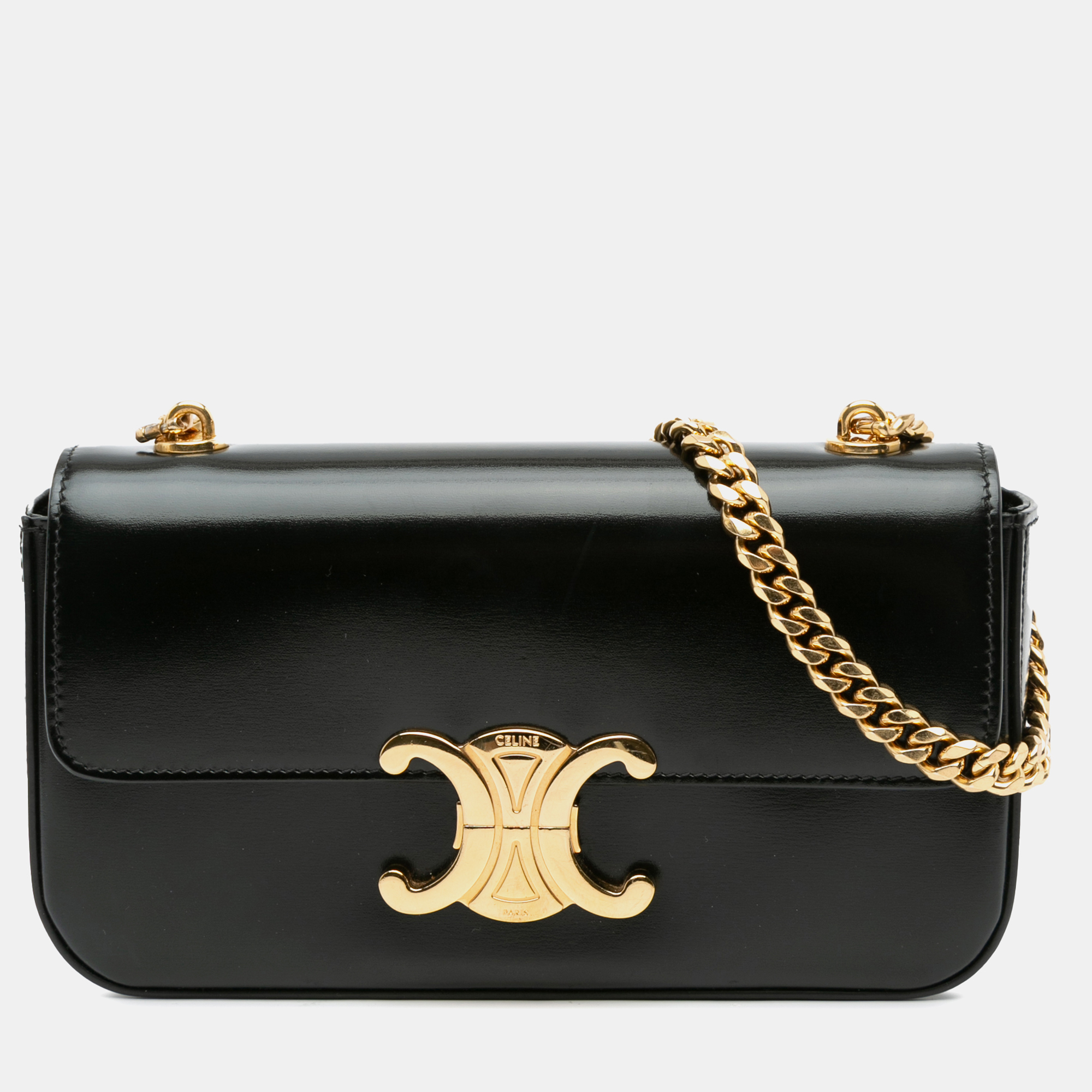 

Celine Black Smooth Calfskin Cuir Triomphe Chain Shoulder Bag