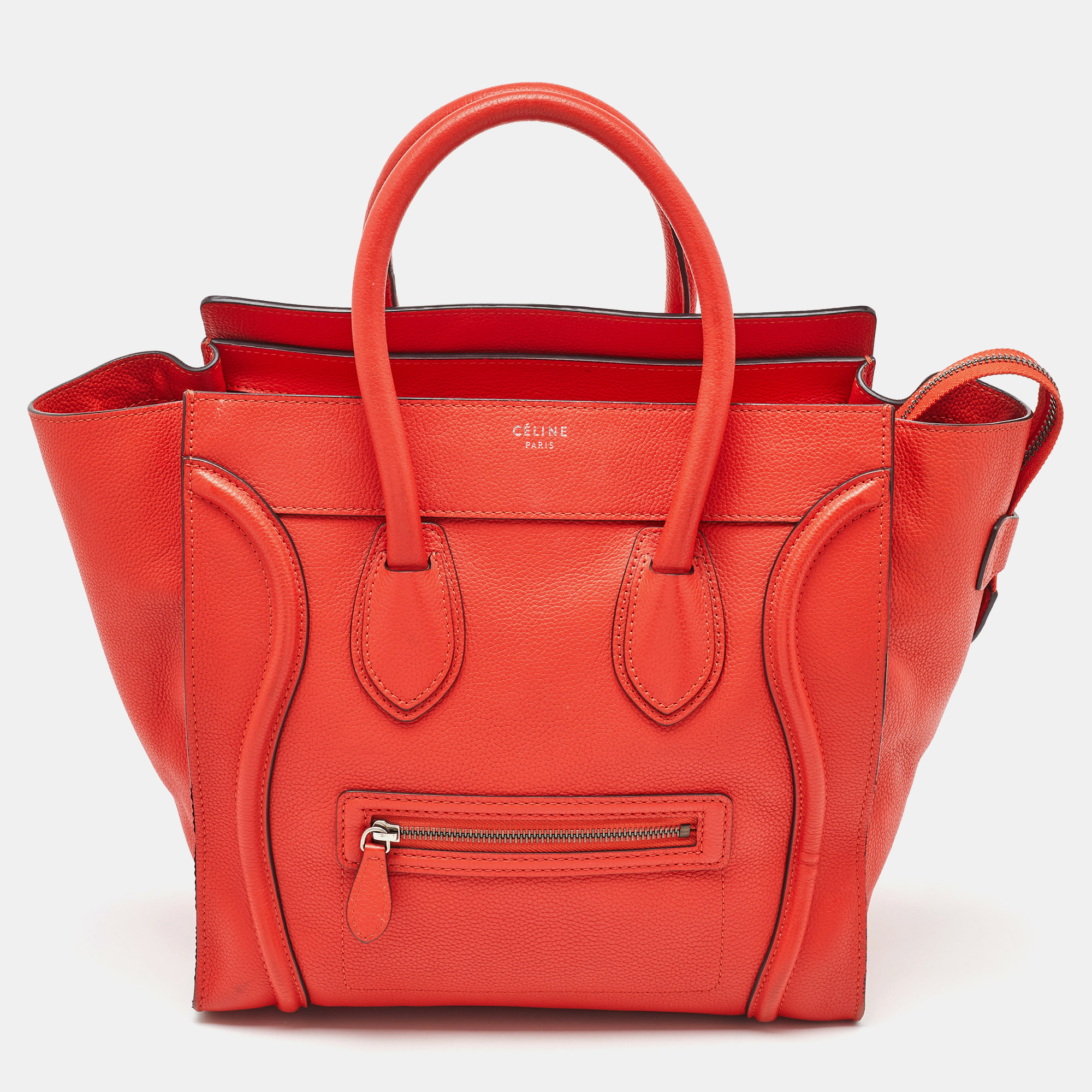 

Celine Neon Orange Leather Mini Luggage Tote