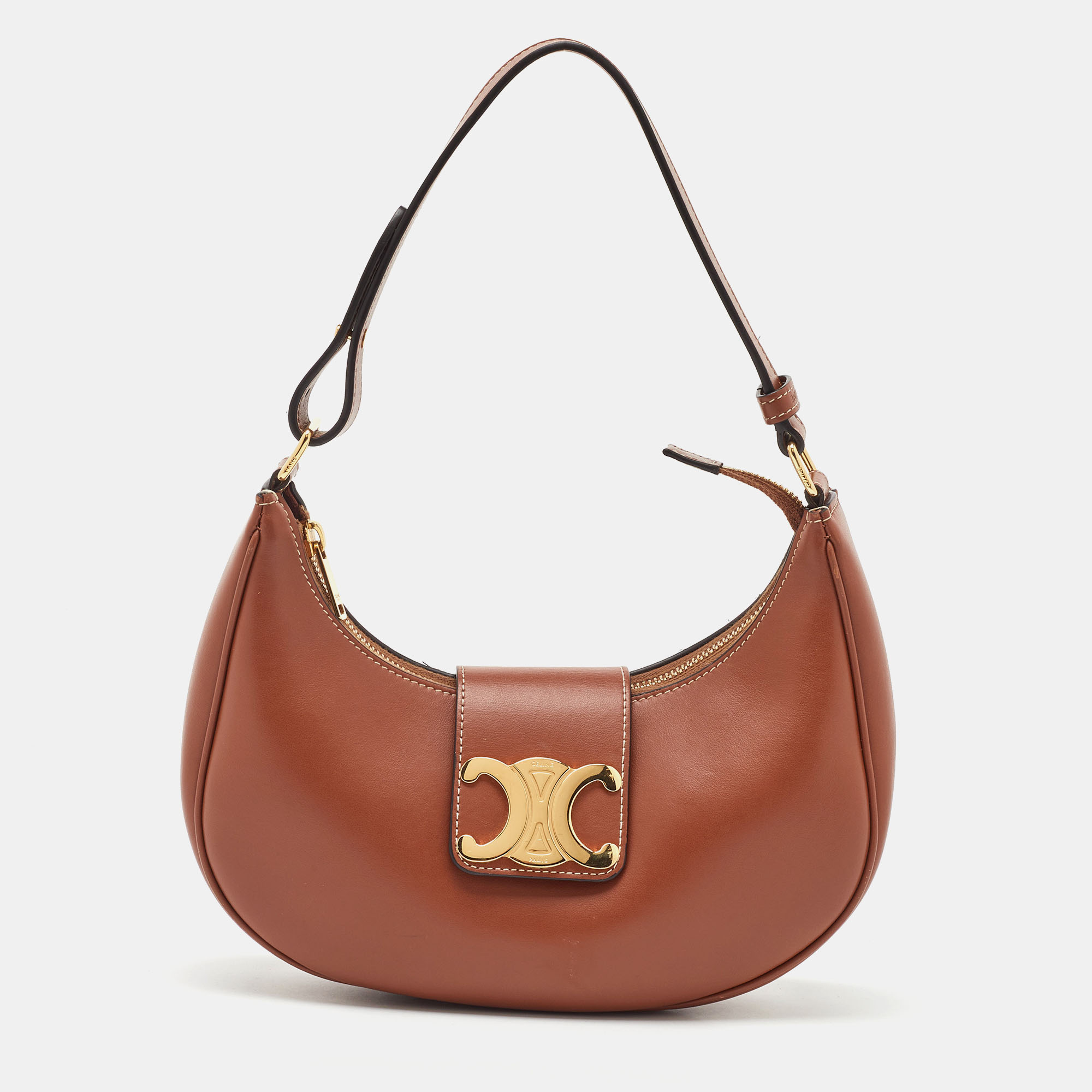 Pre-owned Celine Brown Leather Medium Ava Triomphe Shoulder Bag