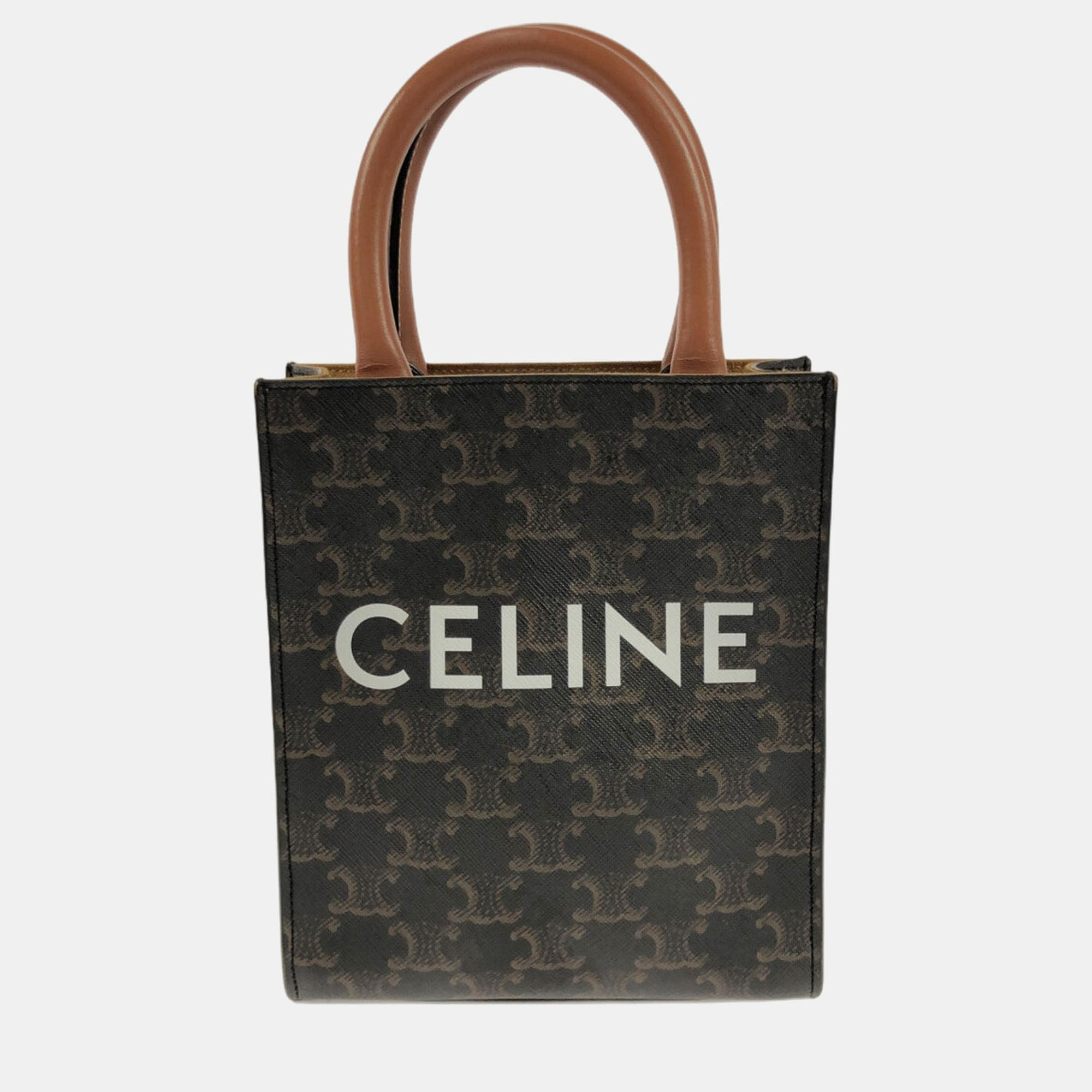 

Celine Brown Mini Triomphe Coated Canvas Vertical Cabas Satchel