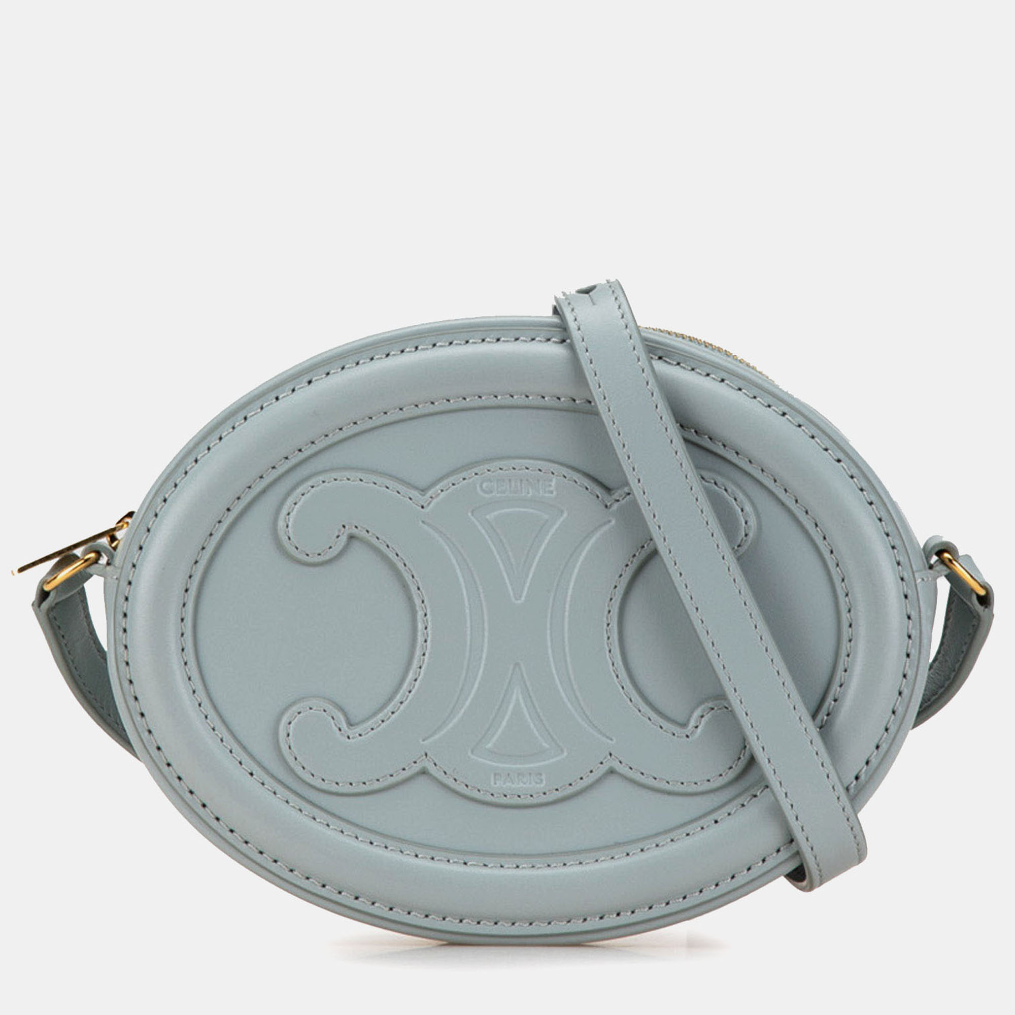 

Celine Blue Small Calfskin Cuir Triomphe Oval Crossbody