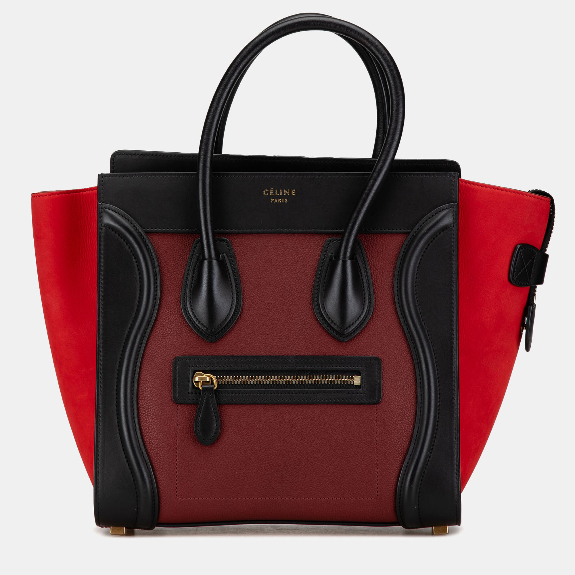 

Celine Red Micro Tricolor Calfskin Luggage Tote