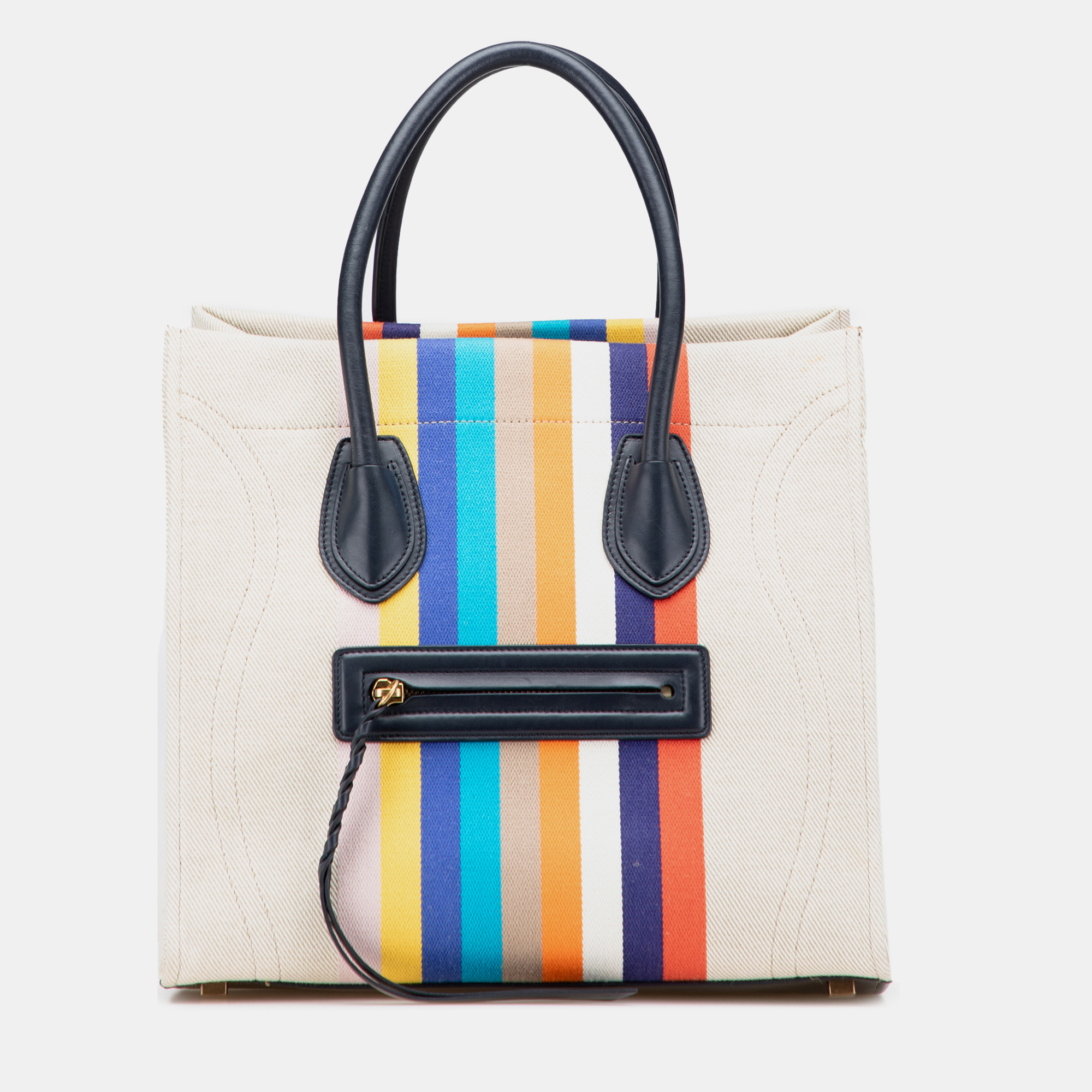 

Celine Beige Medium Striped Canvas Phantom Luggage Tote