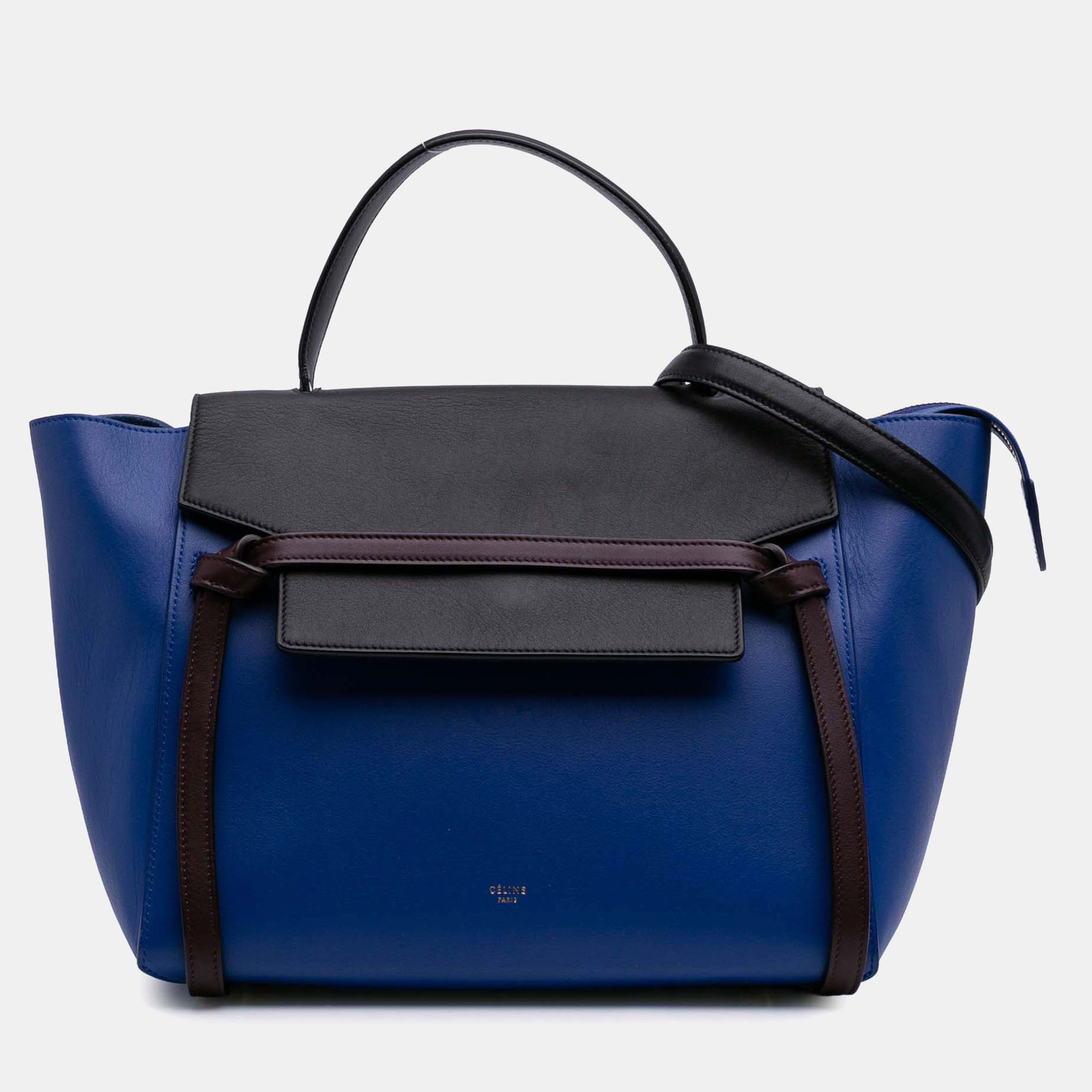 

Celine Black Blue Mini Bicolor Grained Calfskin Belt Bag