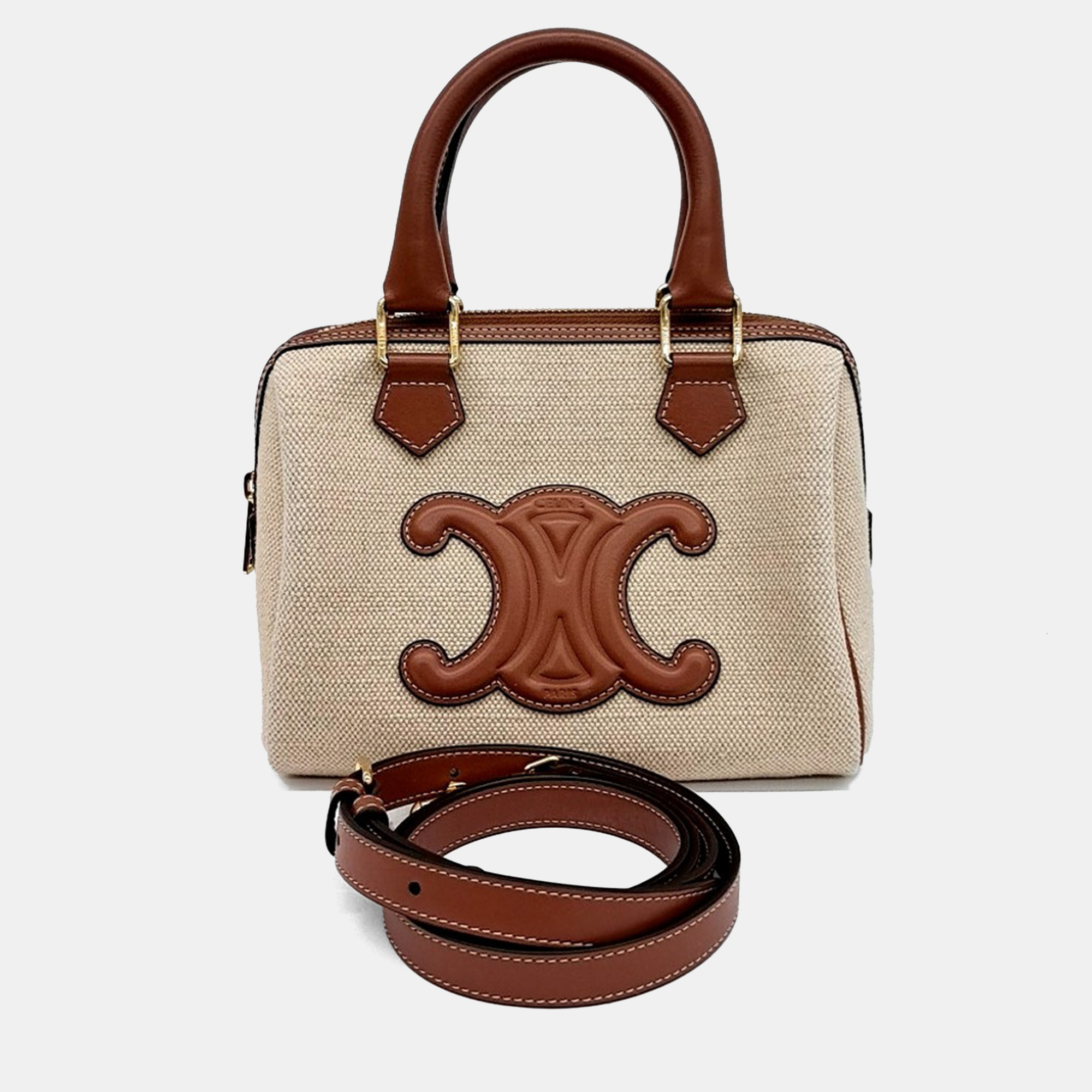 

Celine Quirk Triumph Boston Bag Small, Tan