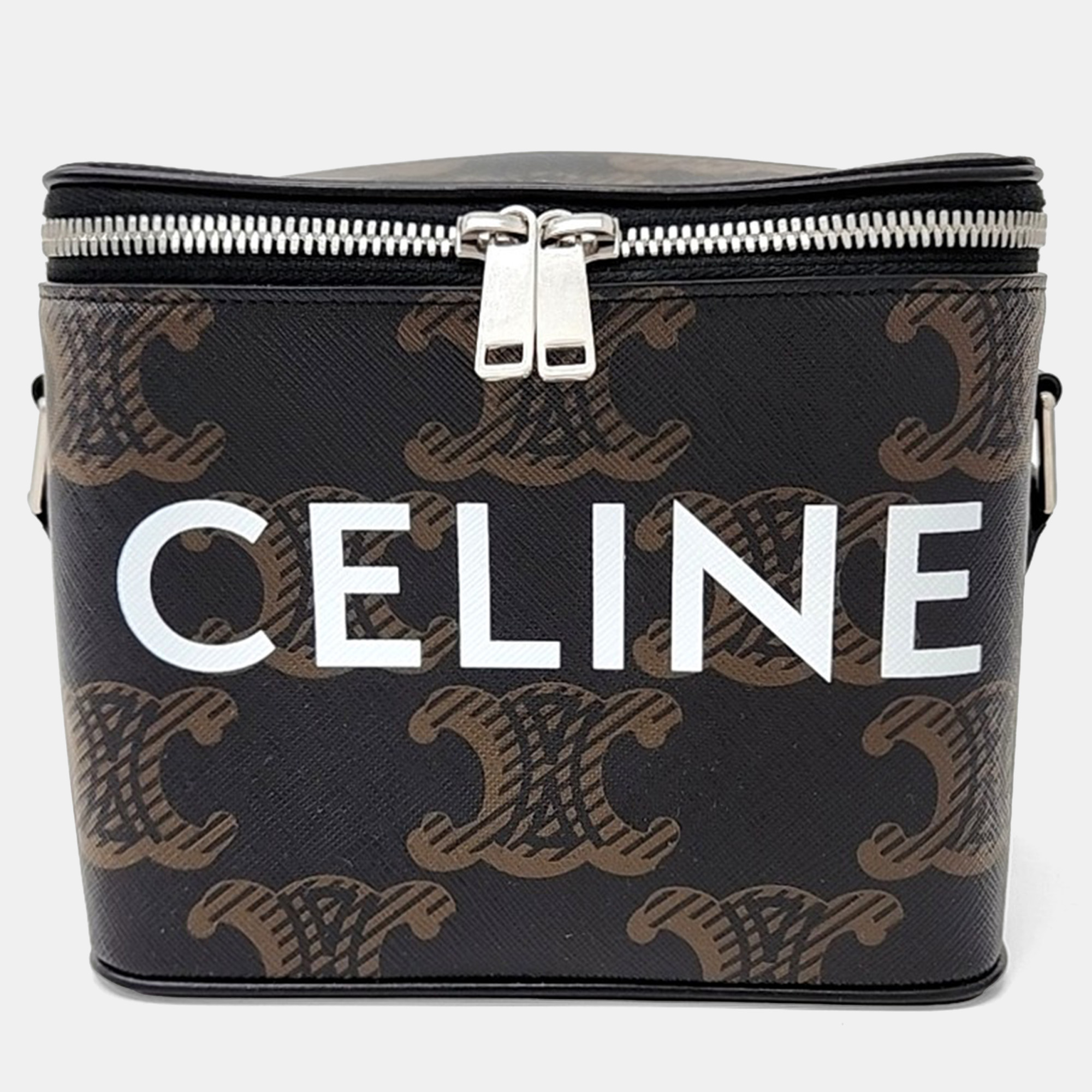 

Celine Black Brown Canvas and Leather Triumph Mini Box Bag