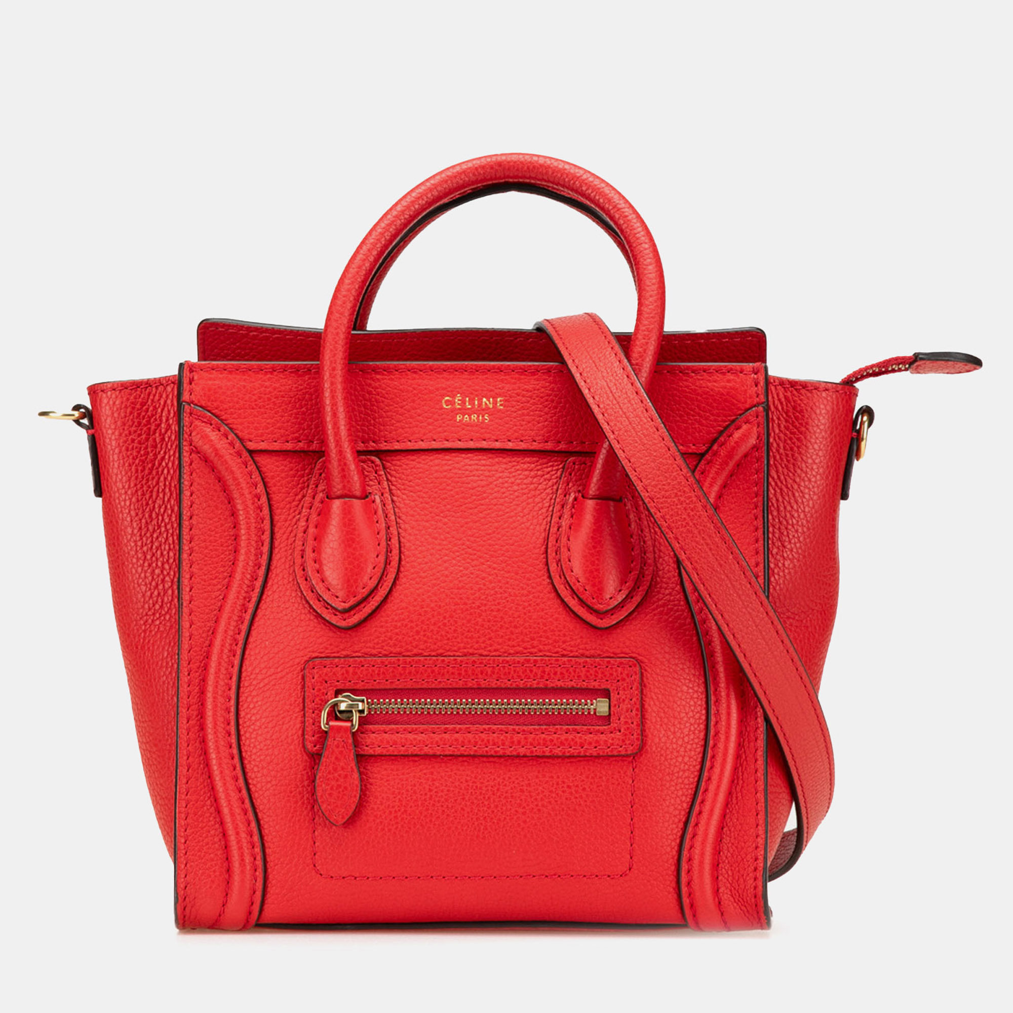 

Celine Red Nano Leather Luggage Tote