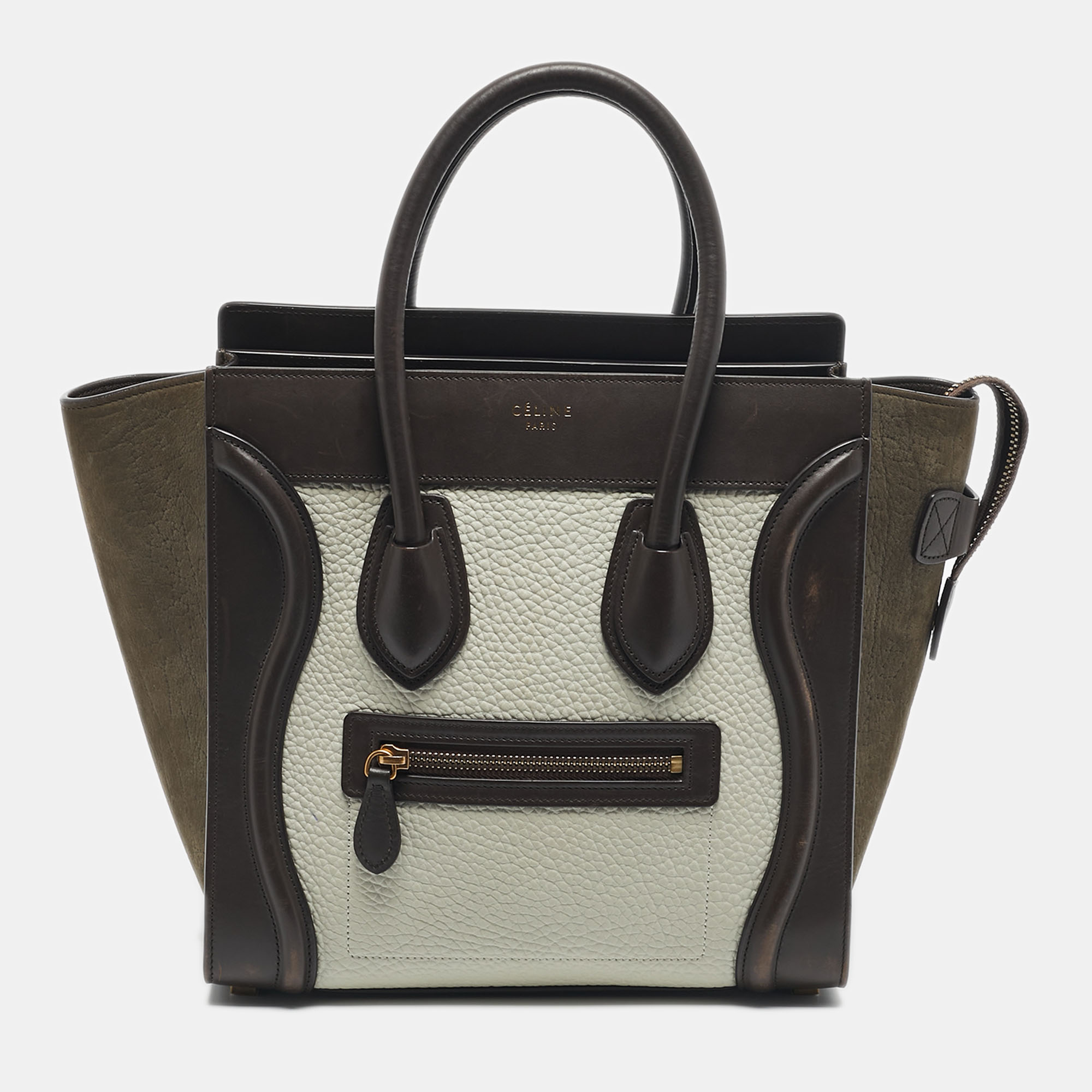 Pre-owned Celine Tricolor Leather And Nubuck Micro Luggage Tote In Multi
