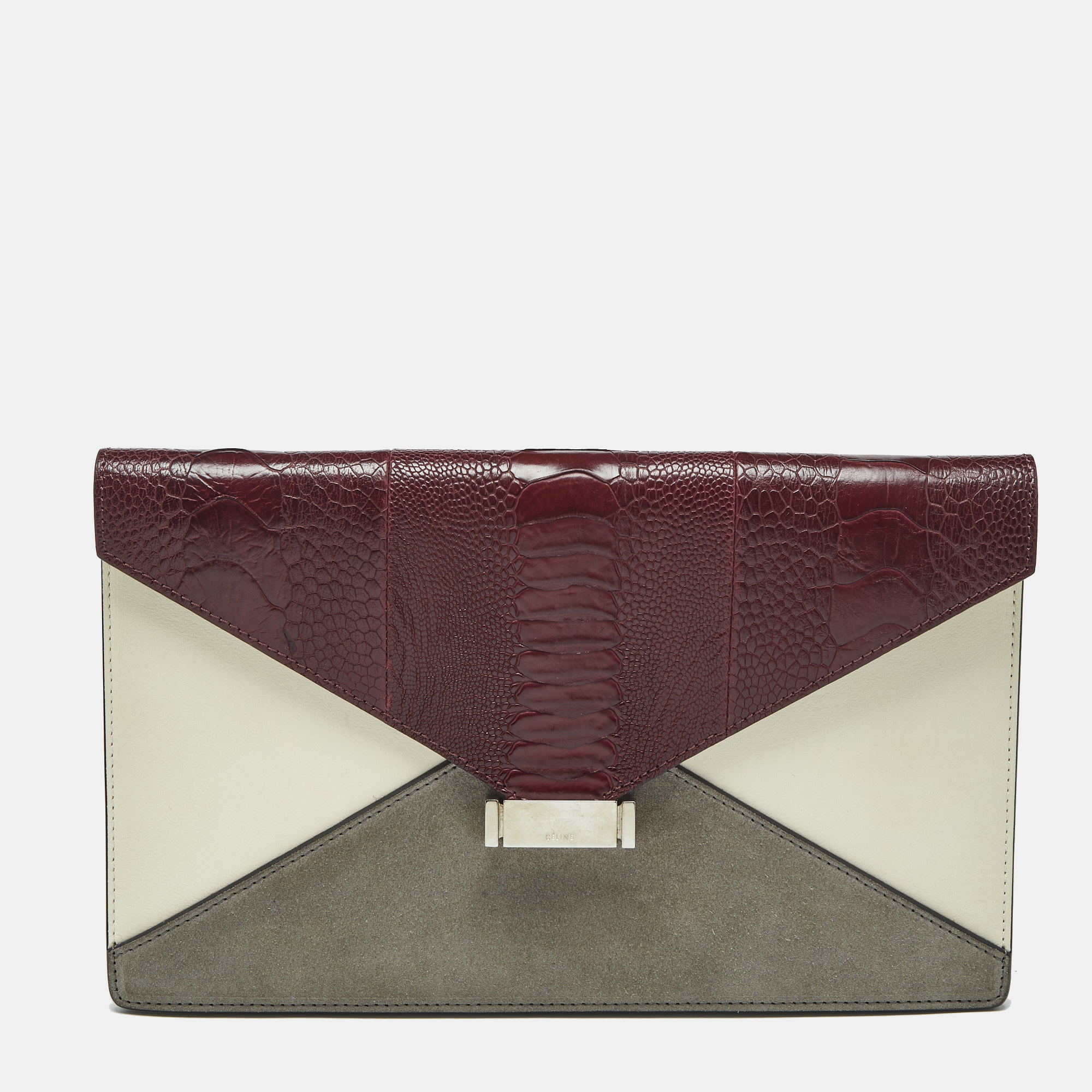 

Celine Tricolor Cobra Skin and Leather Diamond Clutch, Multicolor