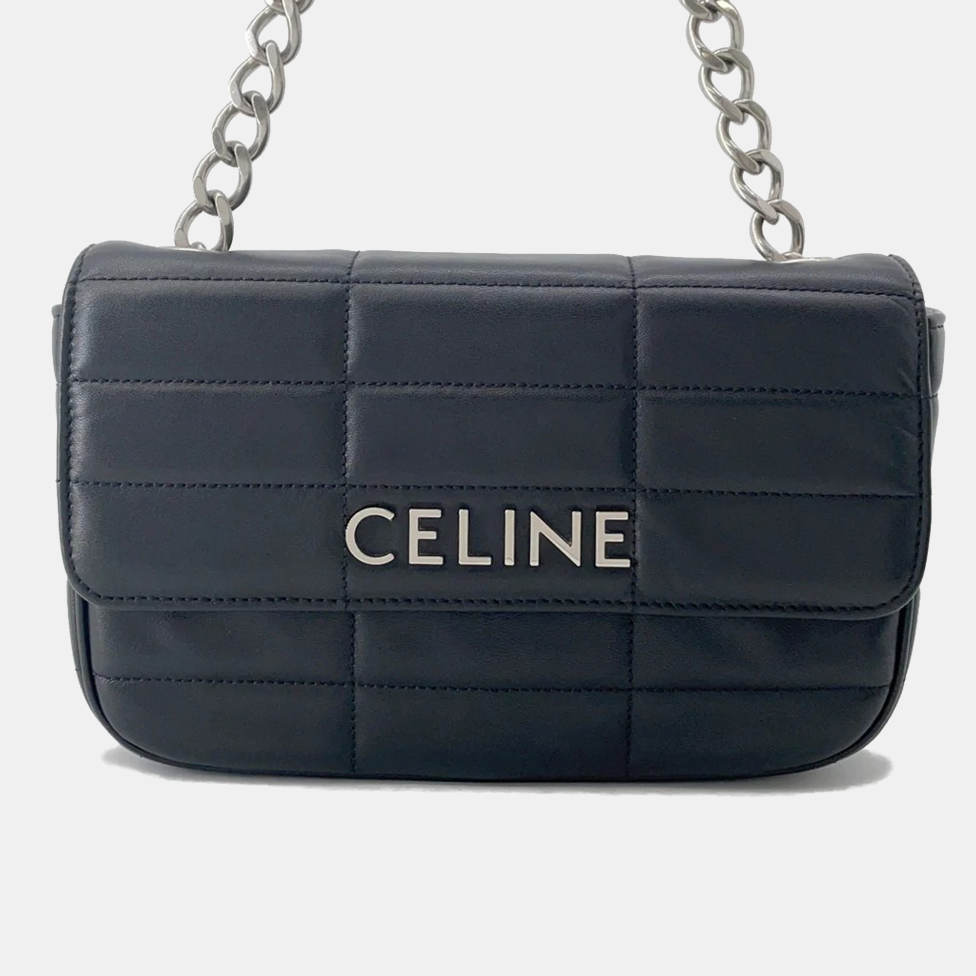 

Celine Logo Black Leather Chain Shoulder Bag