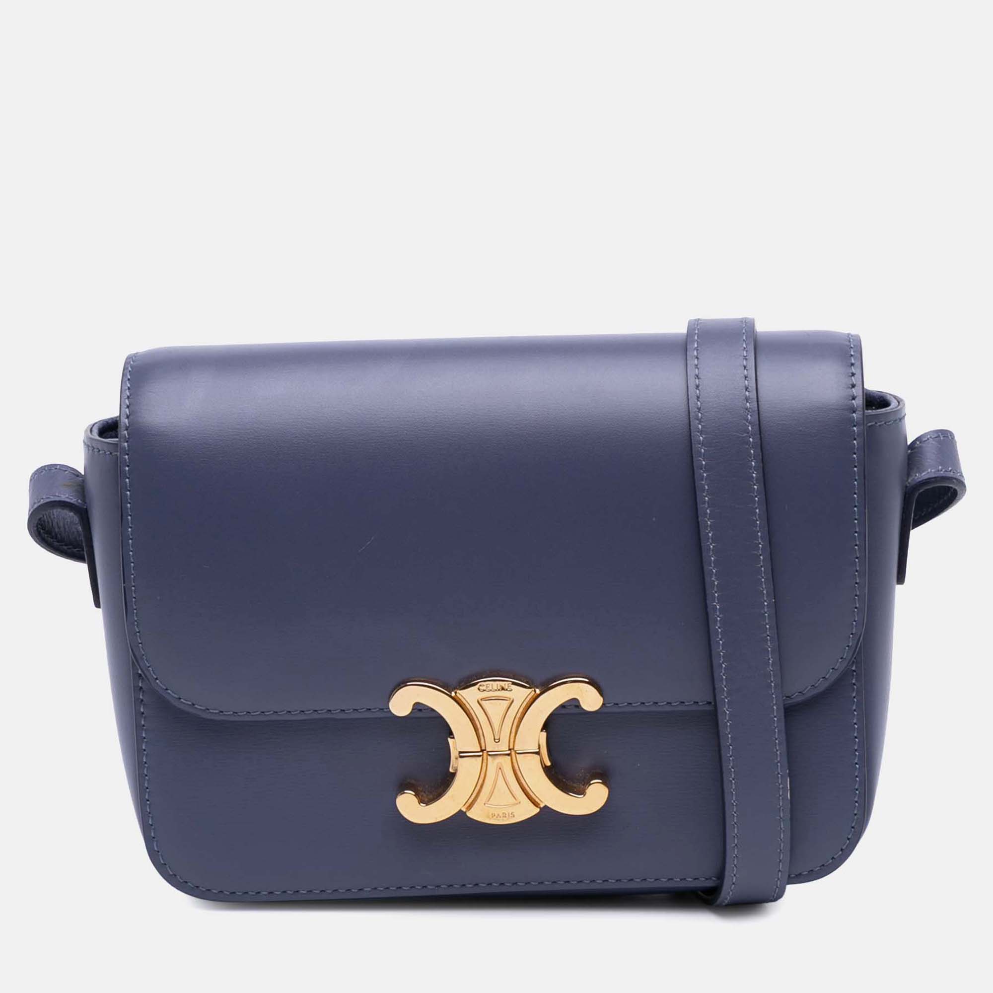 

Celine Purple Teen Shiny Calfskin Triomphe Crossbody