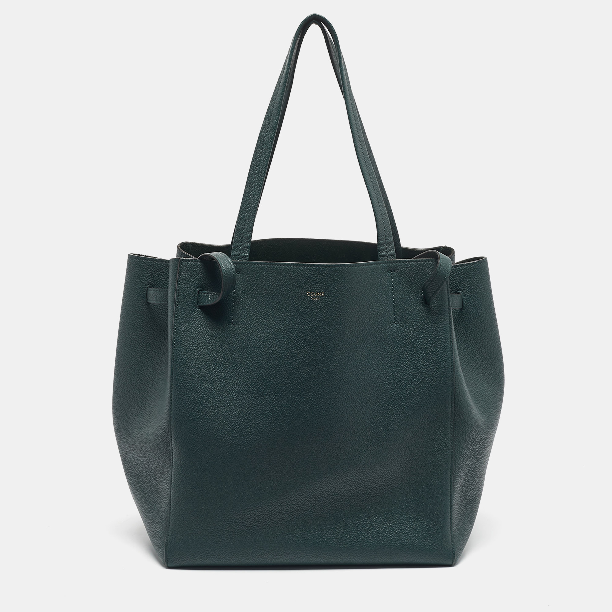 

Celine Dark Green Leather Small Cabas Phantom Tote