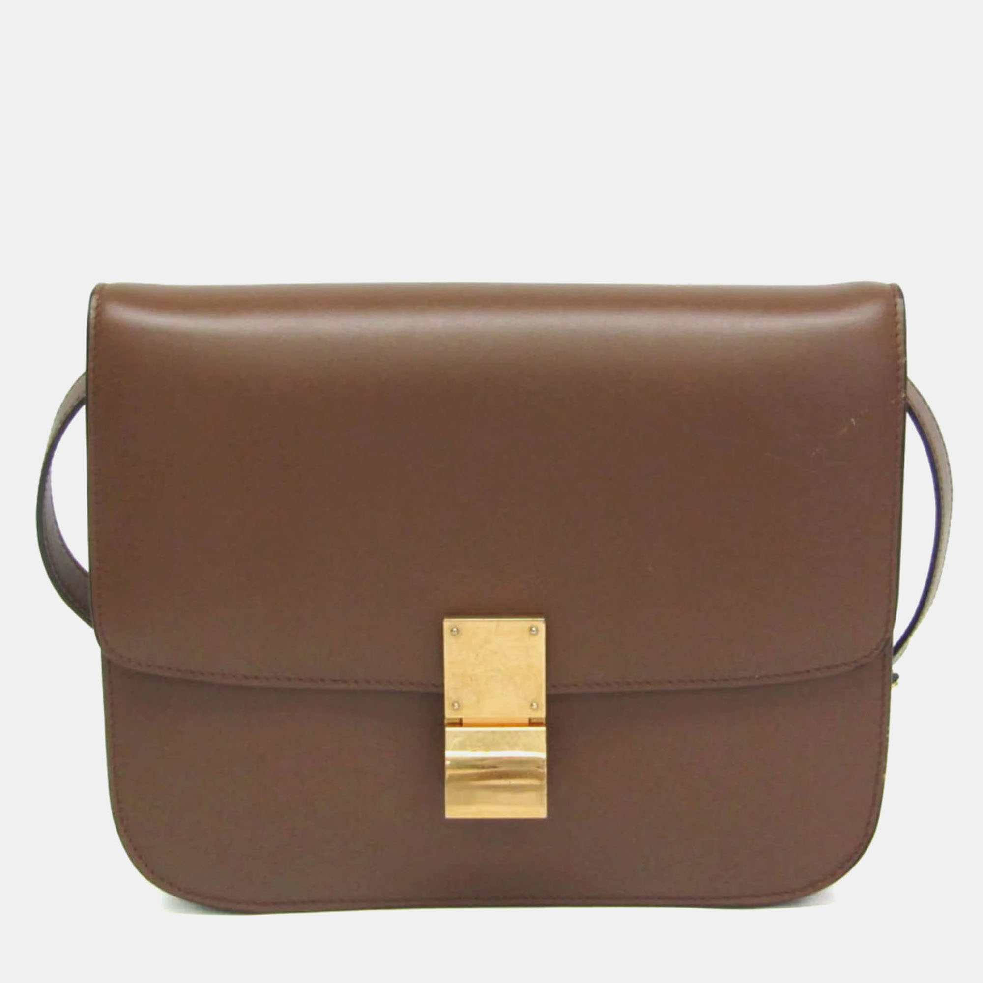 

Celine Classic Box Medium Leather Shoulder Bag Brown