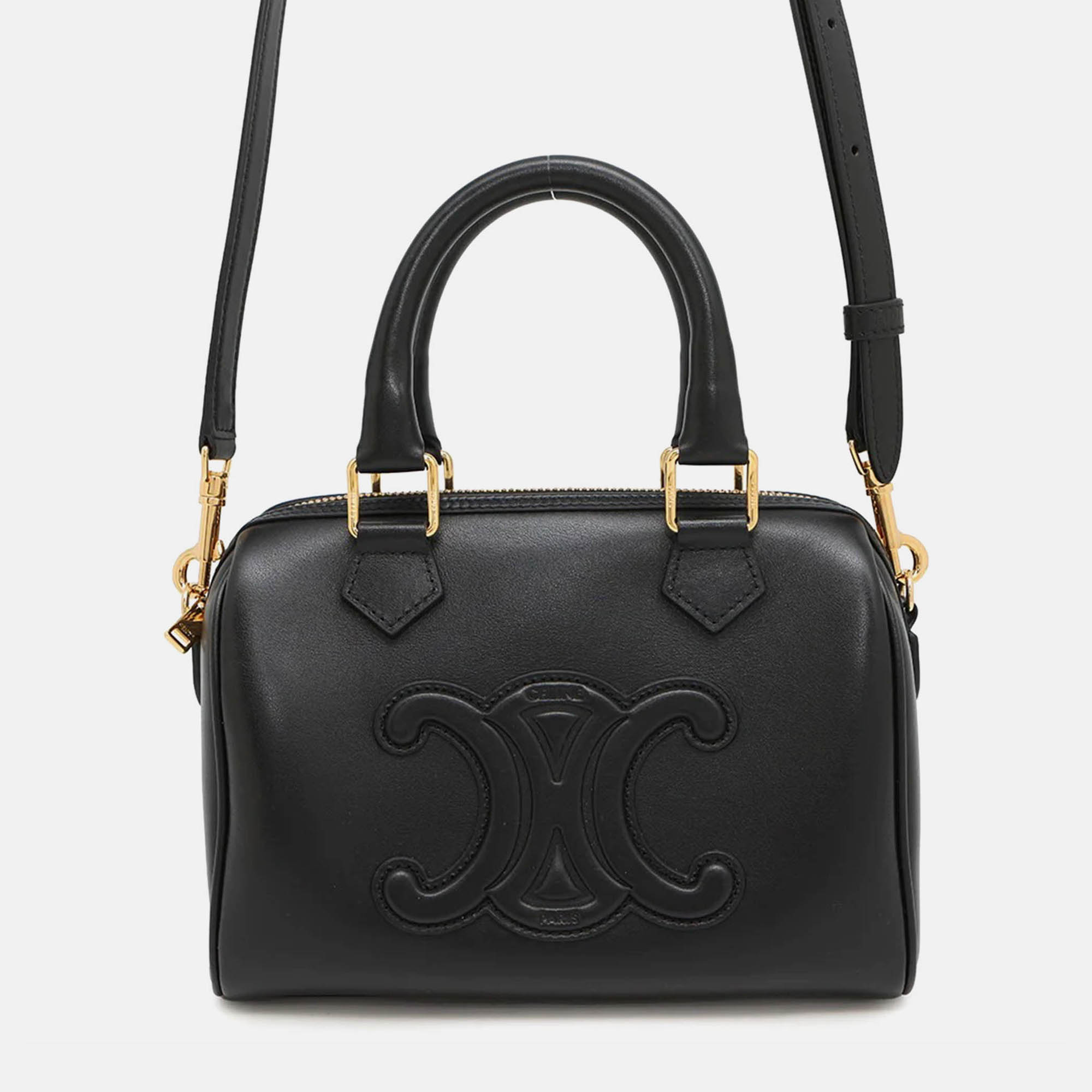 

Celine Triomphe Boston 2Waybag Black Calf Leather Size Small