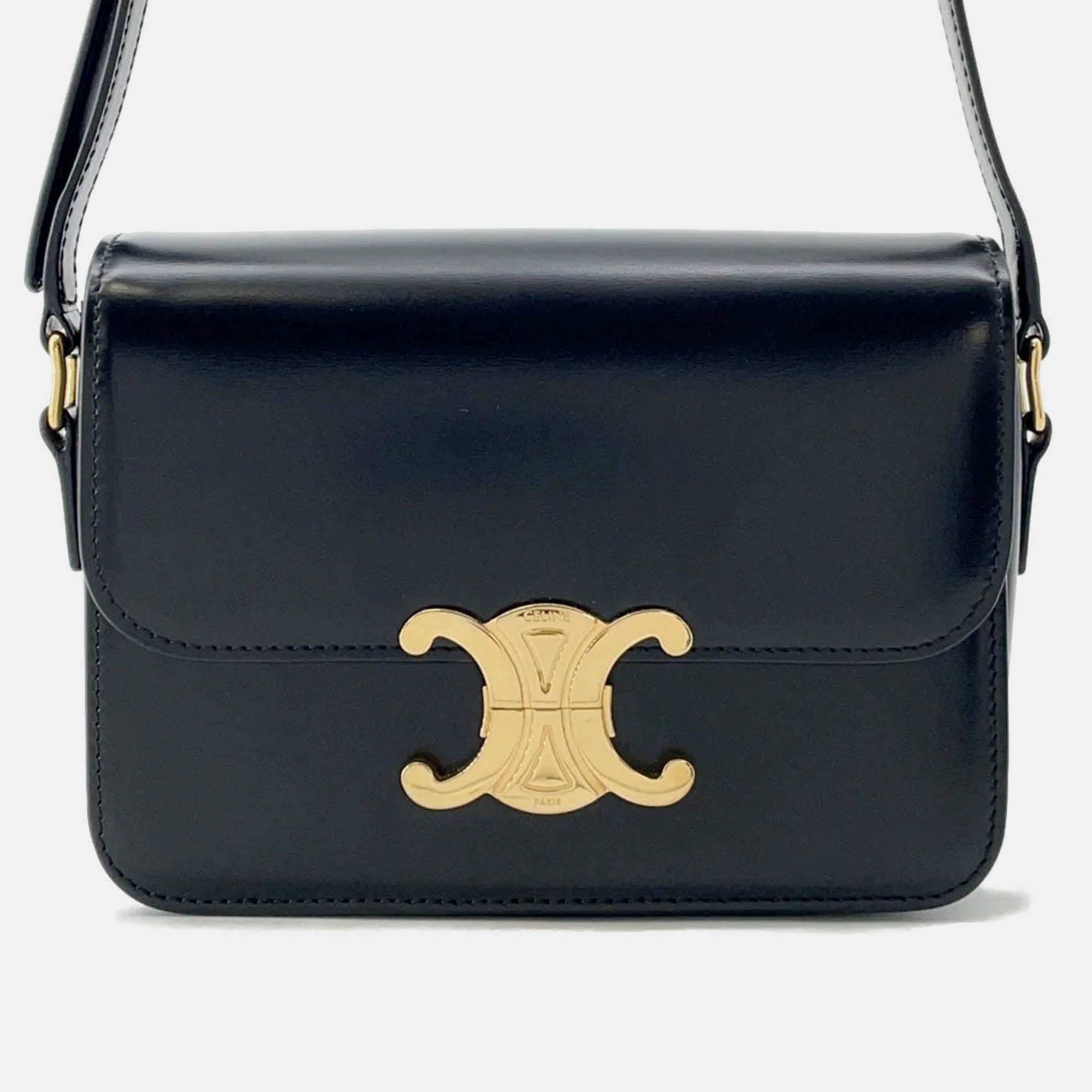 

Celine Classic Triomphe Shoulder Bag Black Shiny Calf Leather