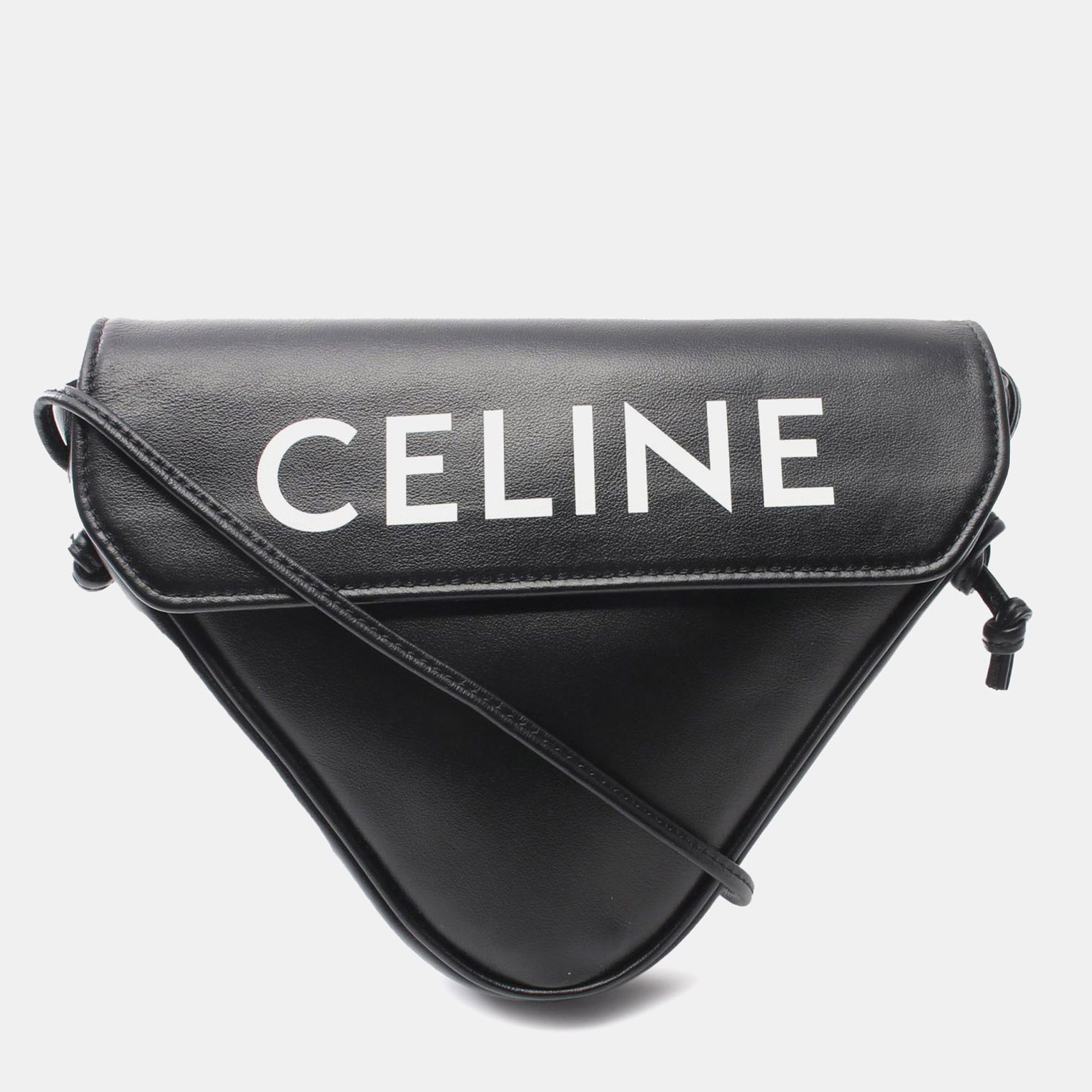 

Celine Black Smooth Calfskin Logo Triangle Crossbody Bag