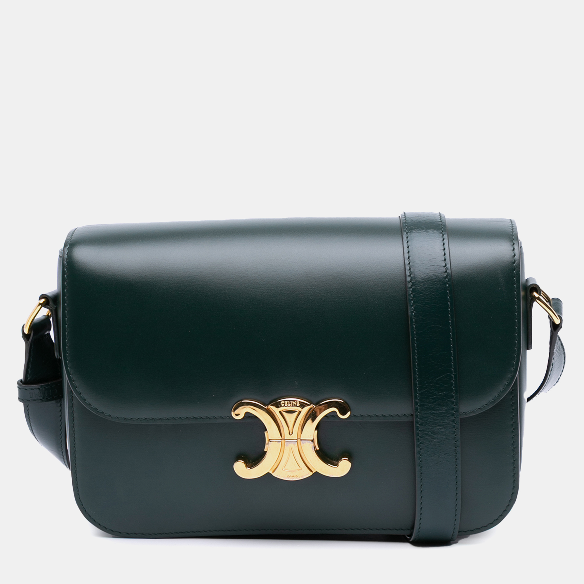 

Celine Green Classique Shiny Calfskin Triomphe Crossbody