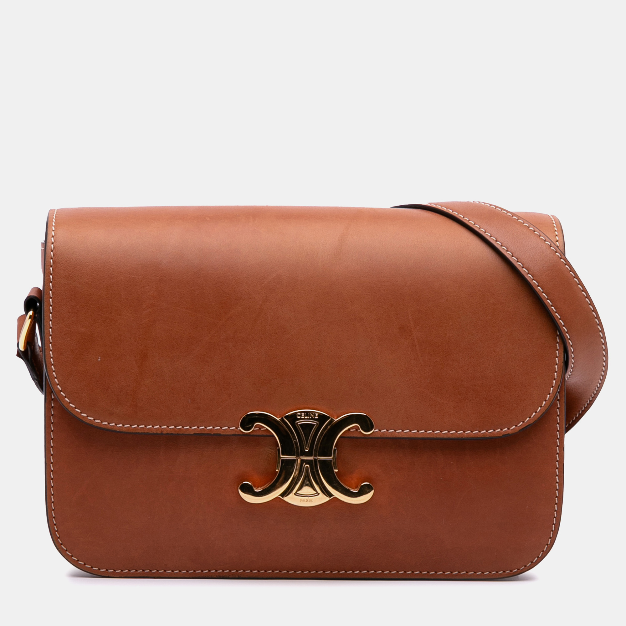 

Celine Brown Classique Natural Calfskin Triomphe Crossbody