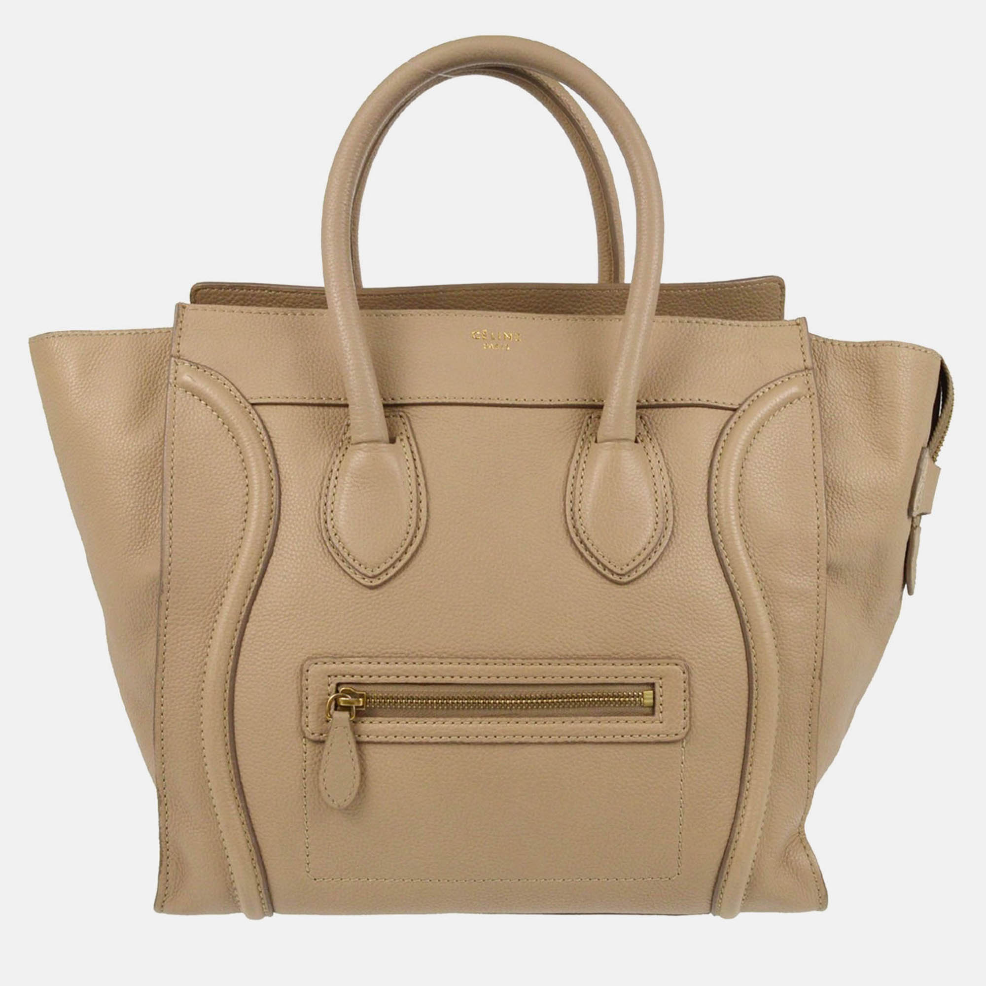 

Celine Beige Leather Mini Luggage Tote Bag