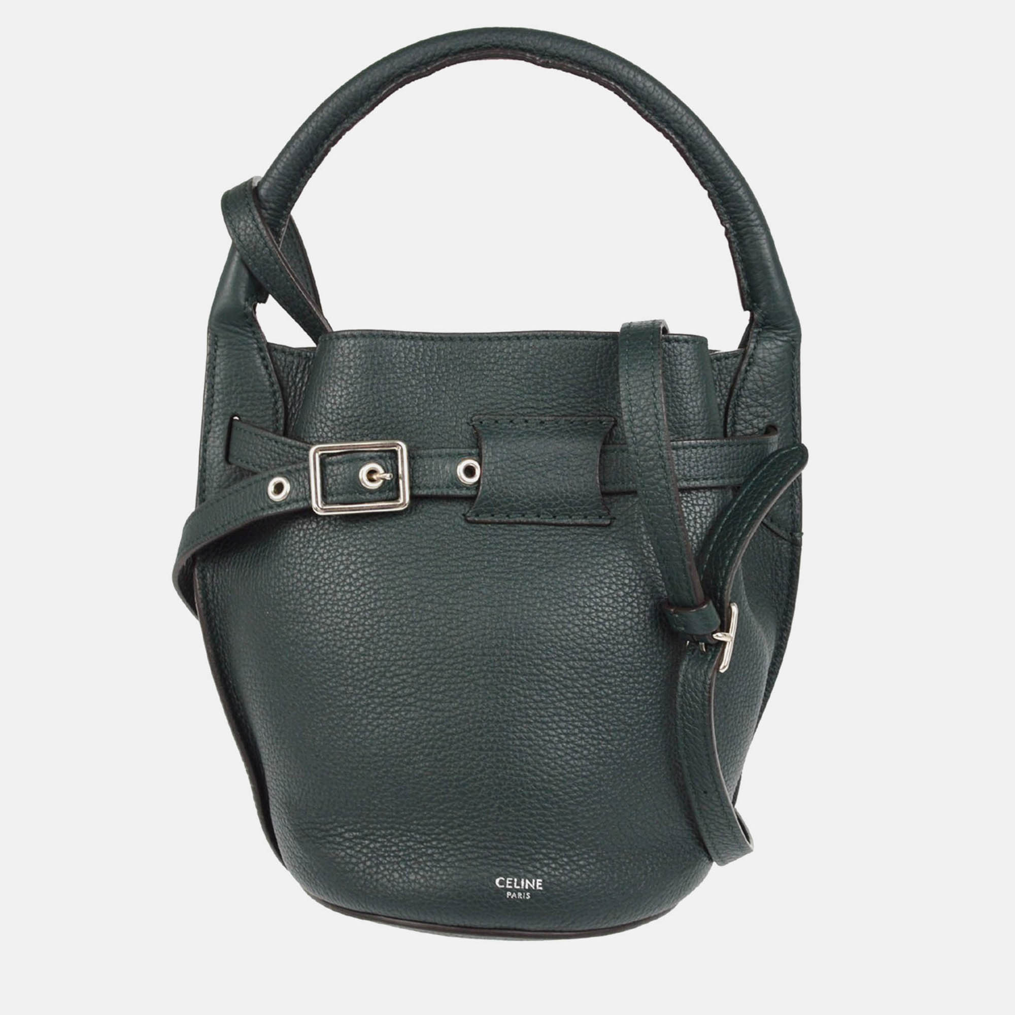 Pre-owned Celine Big Bag Nano Green Leather Bucket Handbag
