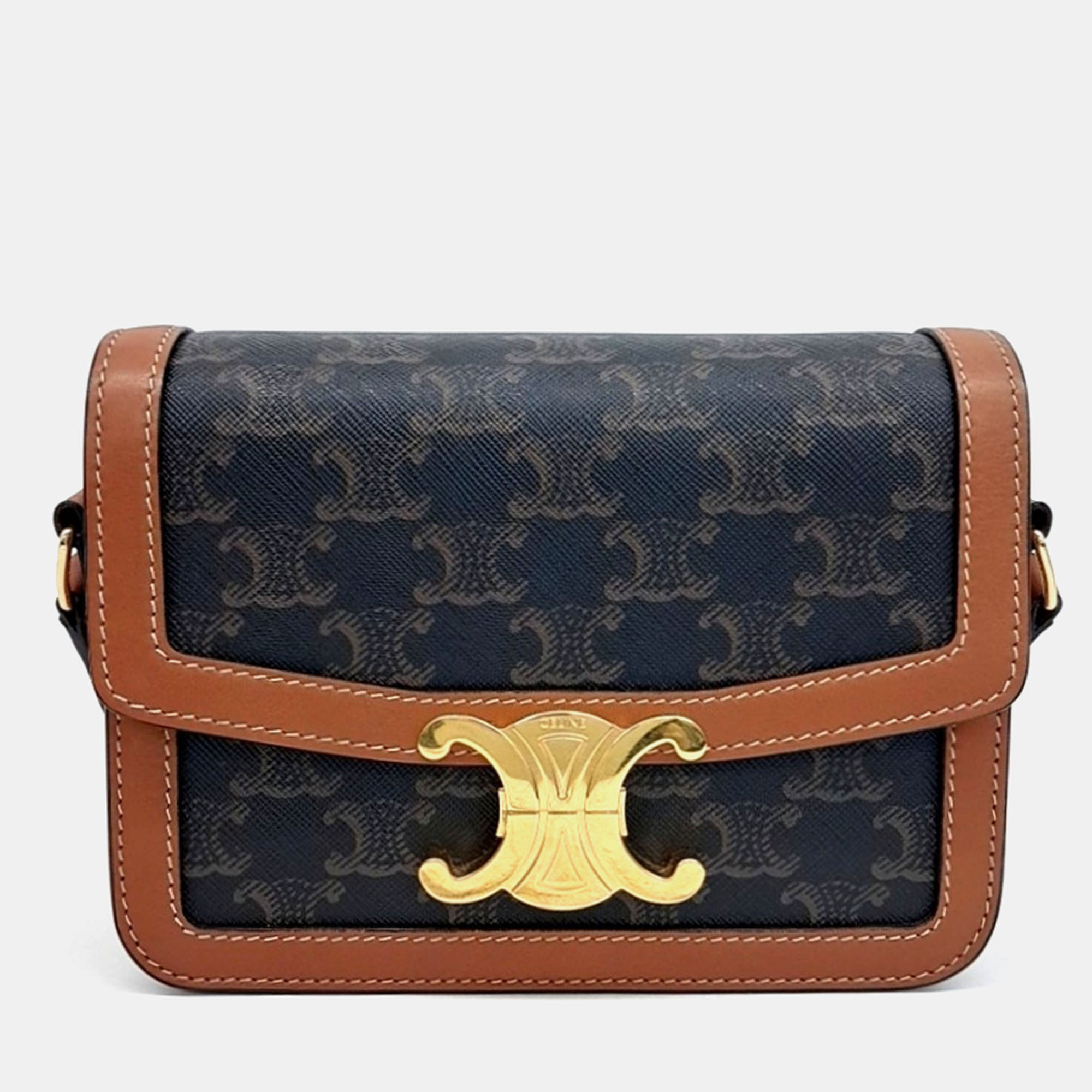 

Celine Black Brown PVC Triumph Bag Tin